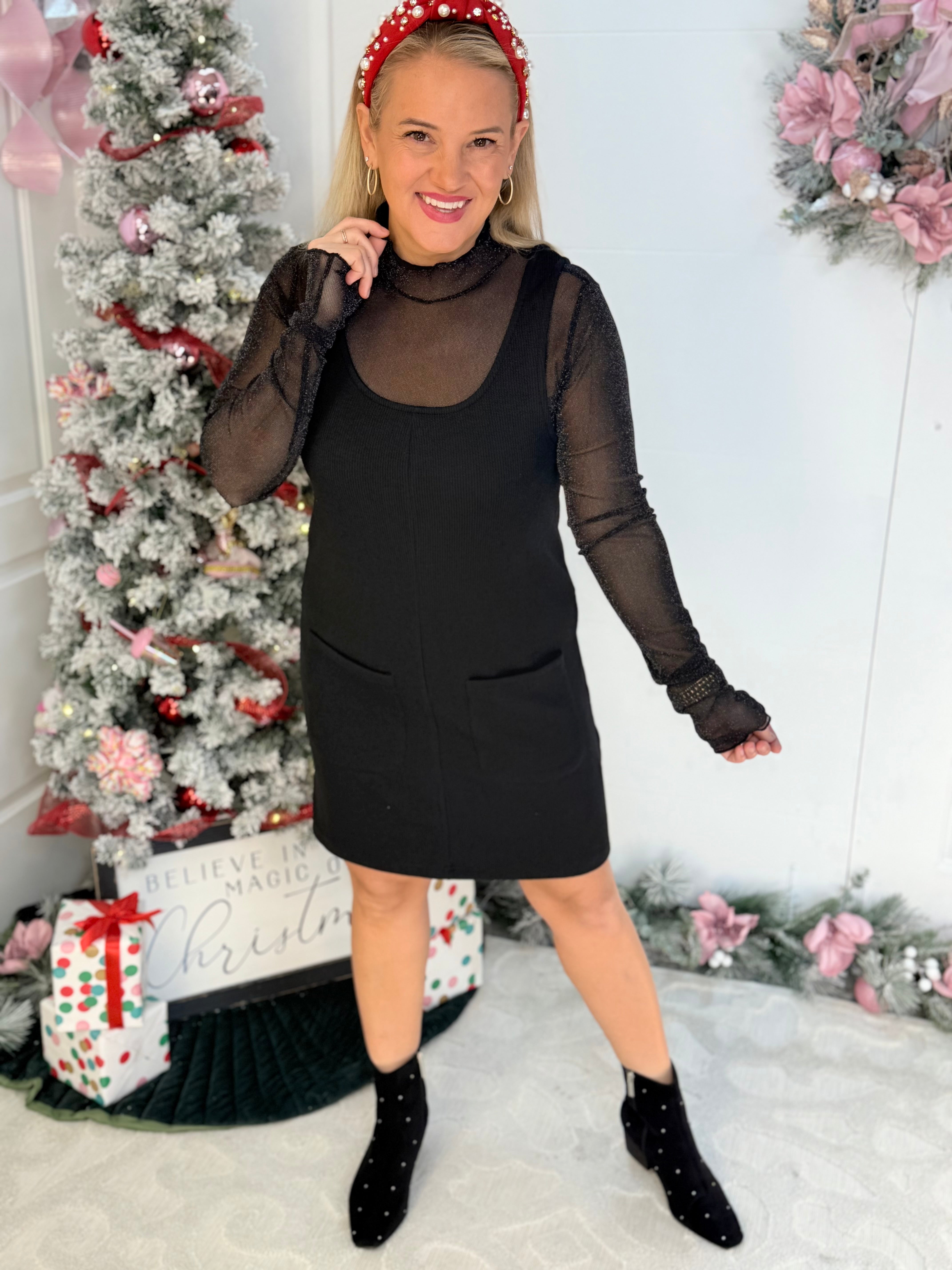 Jess Lea - Keigan Mesh Top - Black Glitter-110 Long Sleeve Top-Jess Lea-The Lovely Closet, Women's Fashion Boutique in Alexandria, KY