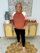 Washed Brick & Pink Pullover-110 Long Sleeve Top-White Birch-The Lovely Closet, Women's Fashion Boutique in Alexandria, KY