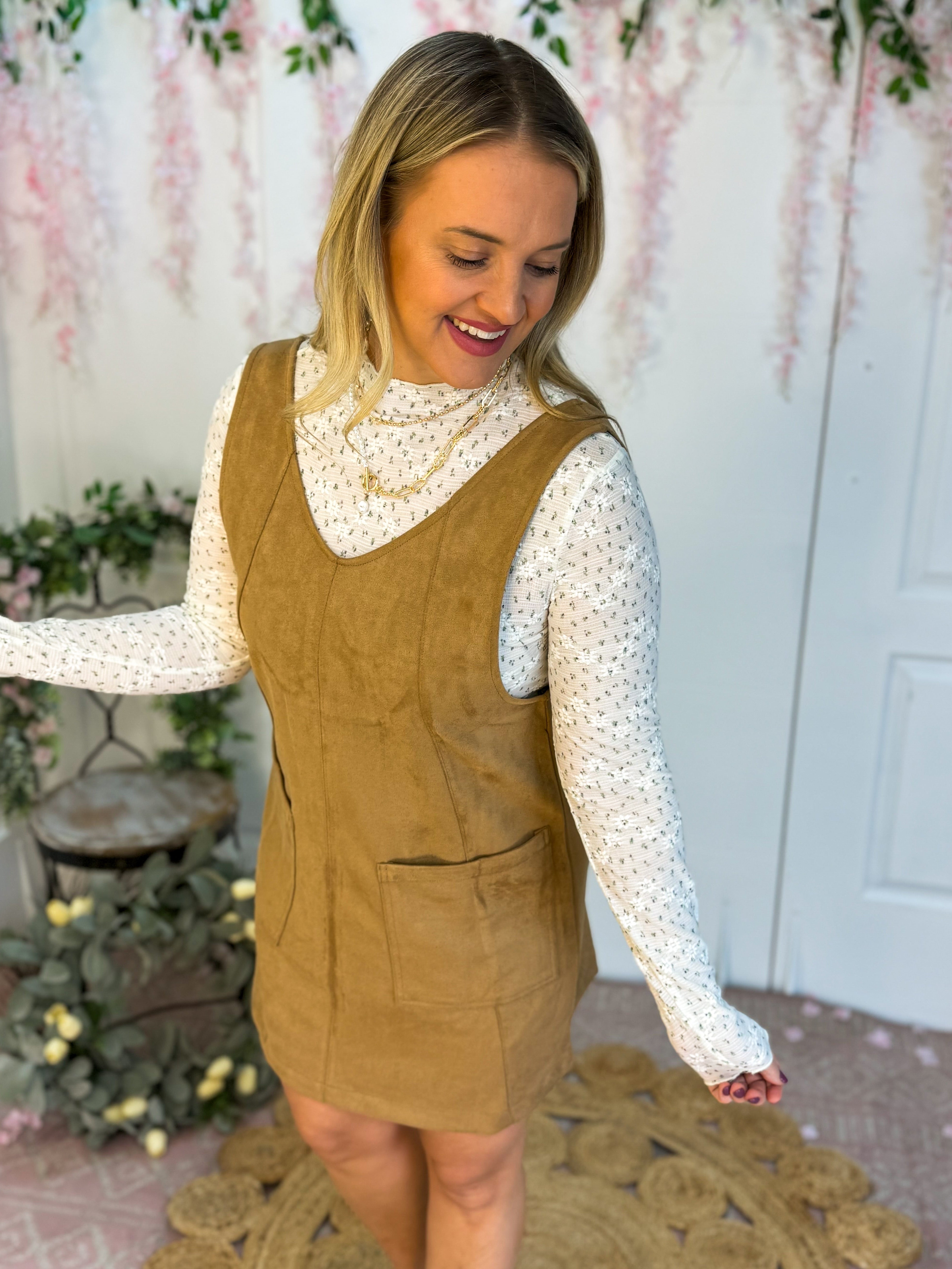 Faux Suede Jumper-180 Dresses-The Lovely Closet-The Lovely Closet, Women's Fashion Boutique in Alexandria, KY