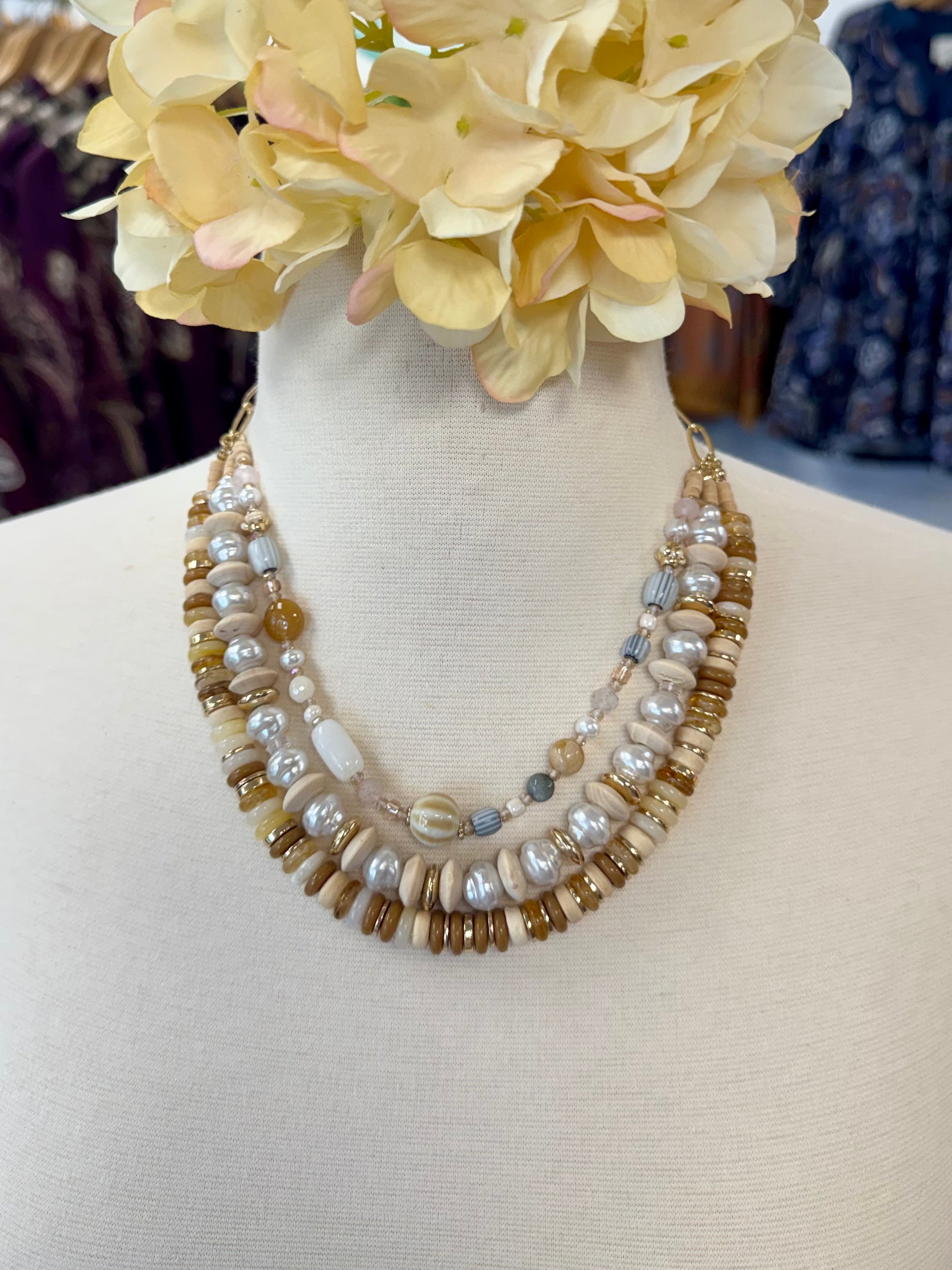 Maple Jewel Layered Candy Bead Necklace-280 Accessories-Golden Stella-The Lovely Closet, Women's Fashion Boutique in Alexandria, KY