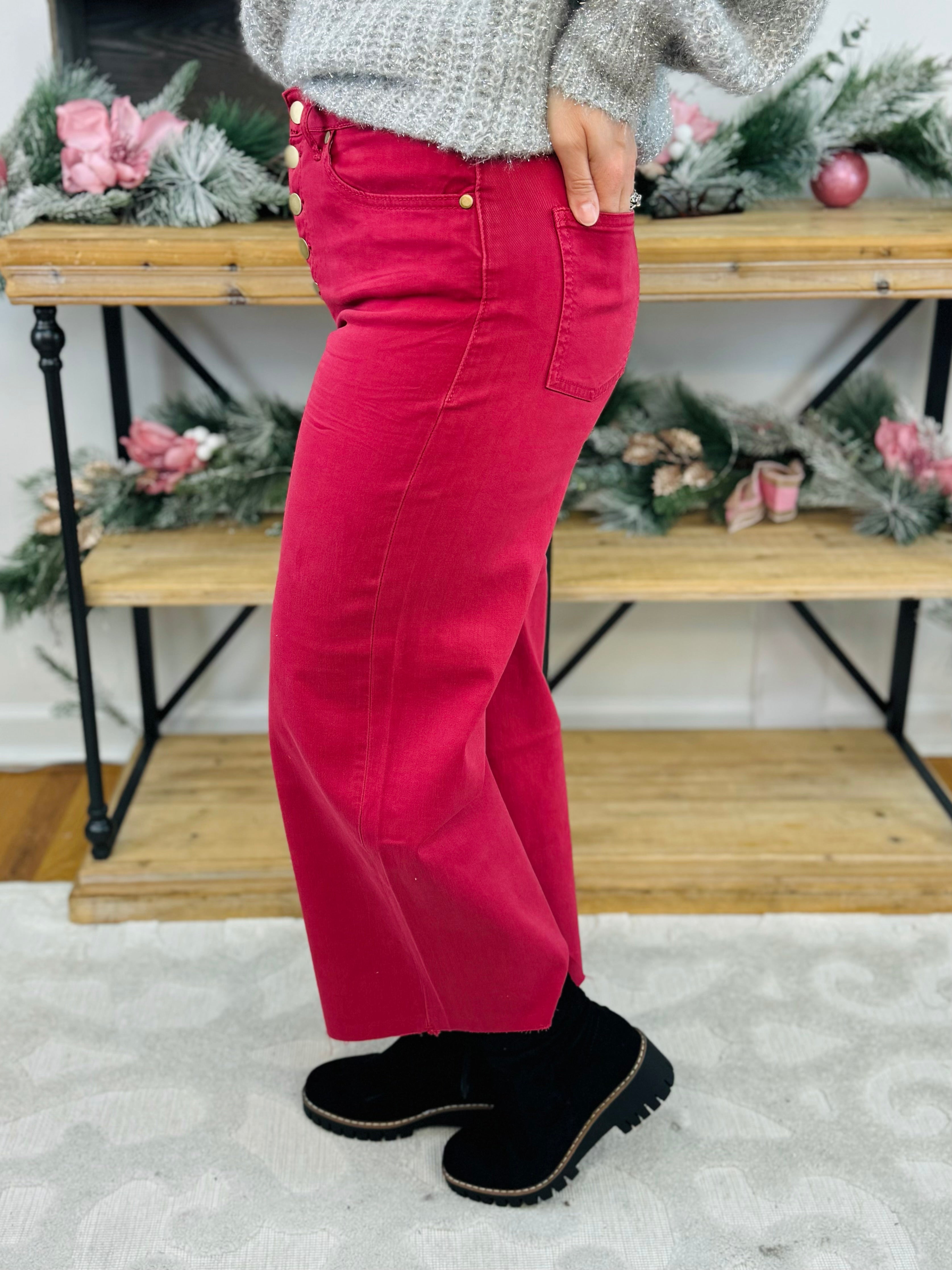 Button Front Twill Pants-240 Pants-The Lovely Closet-The Lovely Closet, Women's Fashion Boutique in Alexandria, KY