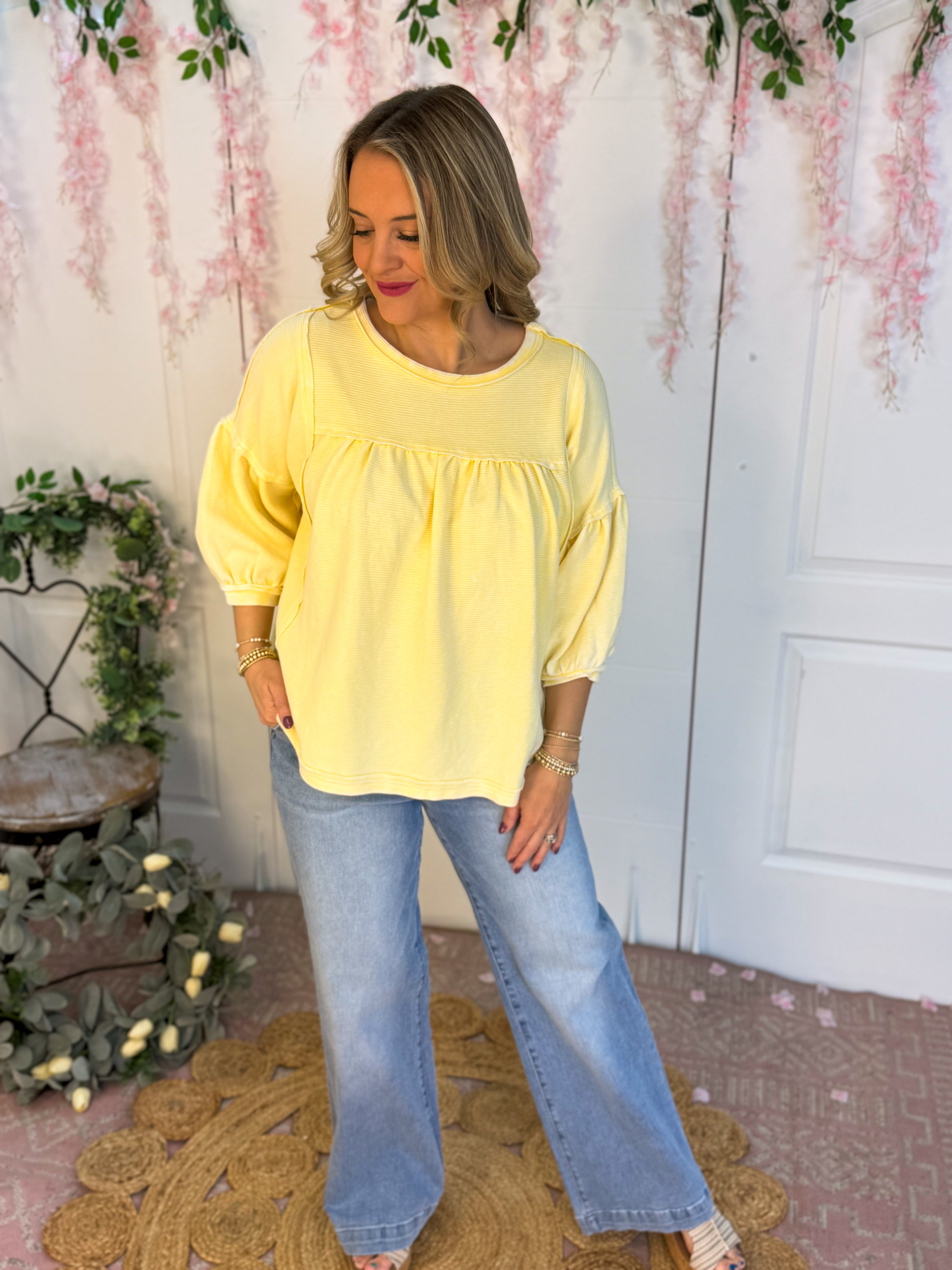Walking on Sunshine Top-100 Short Sleeve Tops-easel-The Lovely Closet, Women's Fashion Boutique in Alexandria, KY