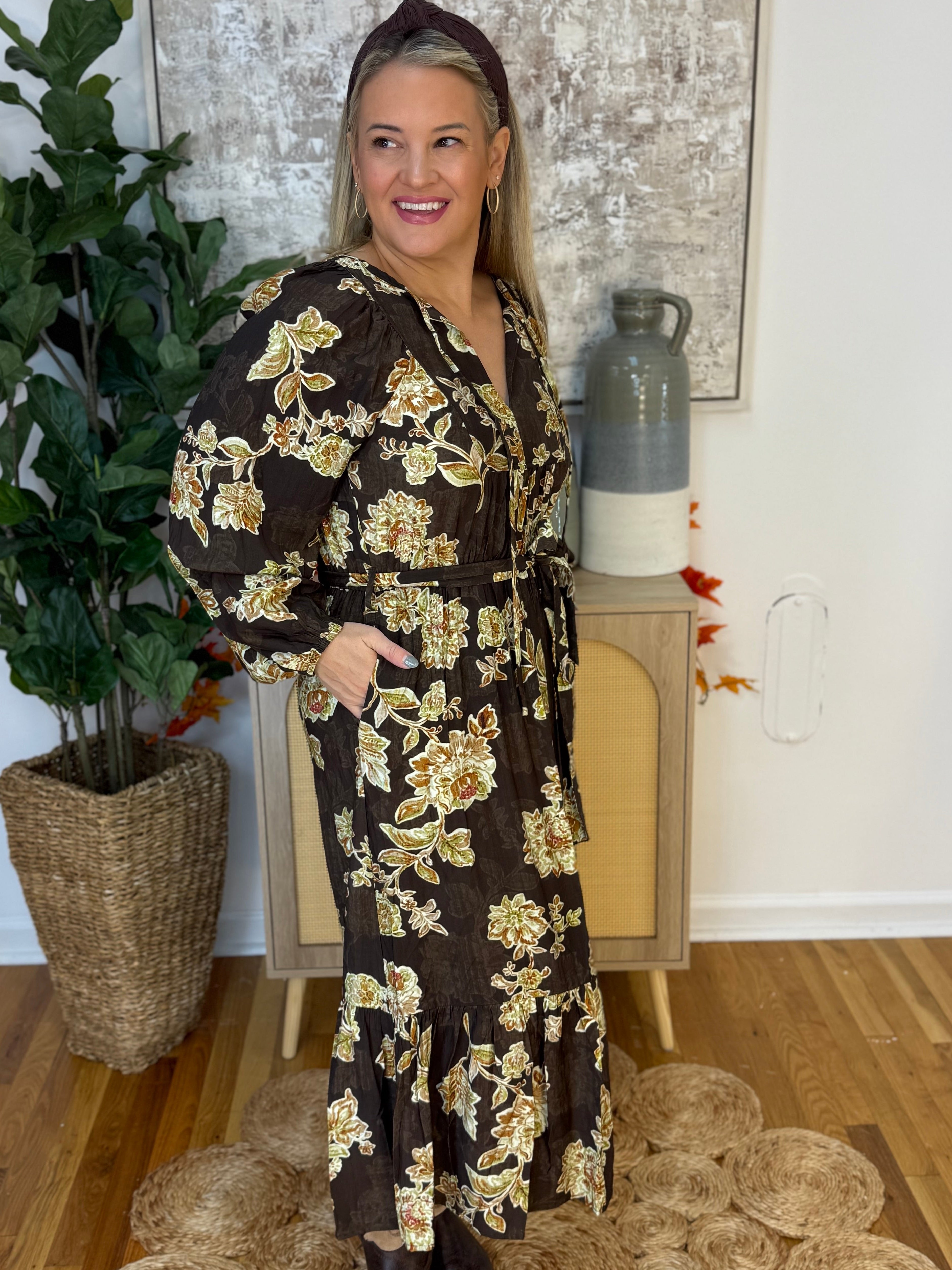 FINAL SALE- Friendsgiving Midi Dress-180 Dresses-Anniewear-The Lovely Closet, Women's Fashion Boutique in Alexandria, KY