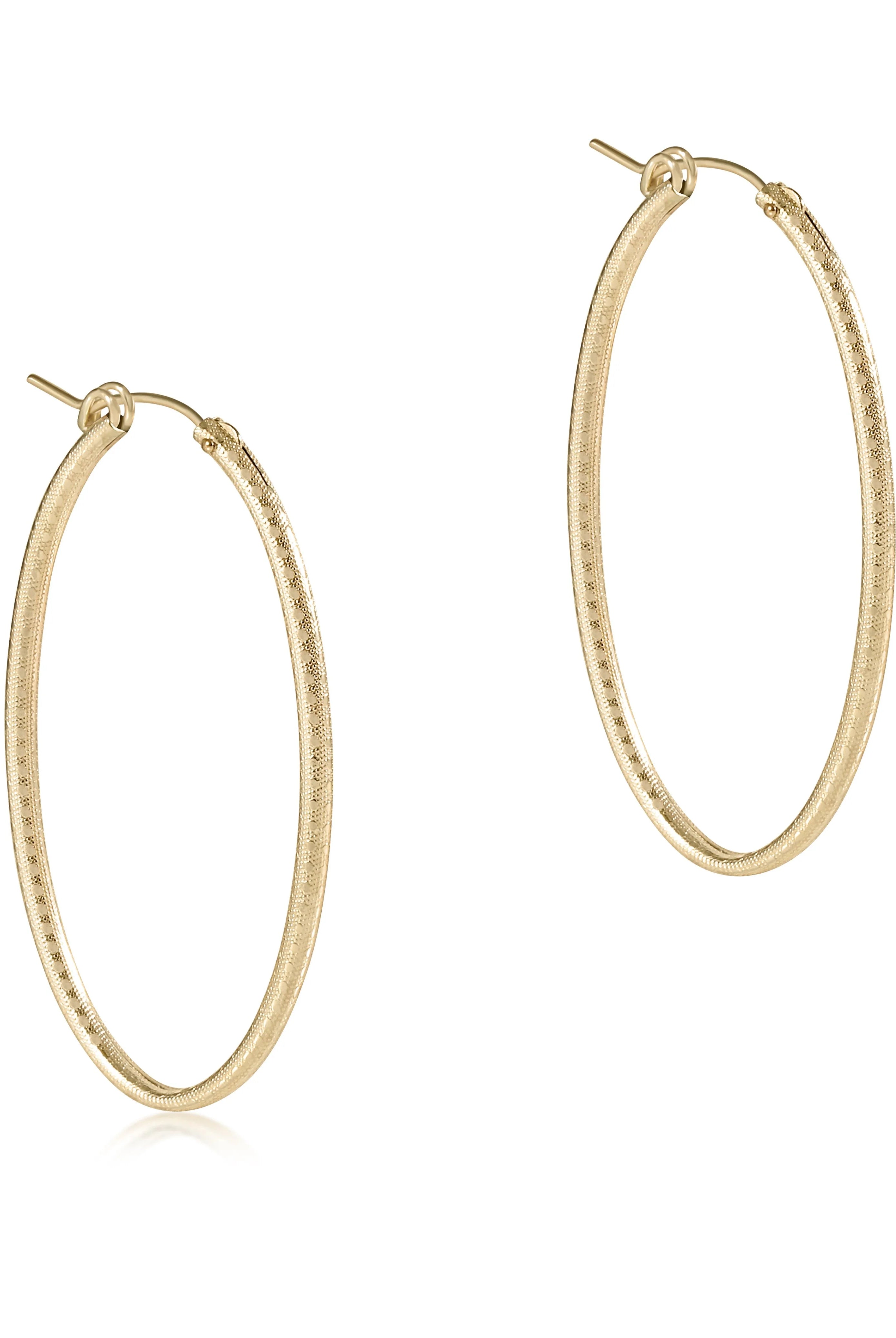 Oval Gold 2" Hoop Textured Earring-260 eNewton-eNewton-The Lovely Closet, Women's Fashion Boutique in Alexandria, KY