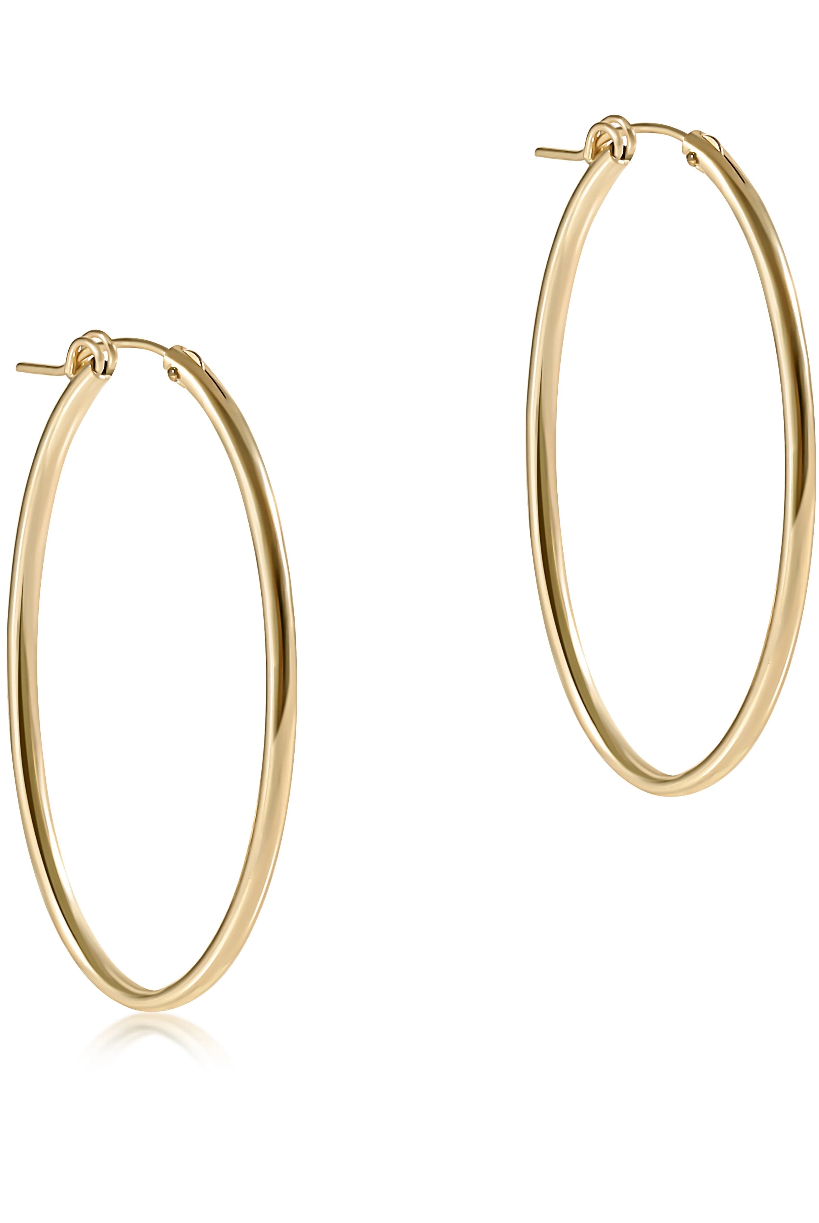 Oval Gold 2" Hoop Smooth Earring-260 eNewton-eNewton-The Lovely Closet, Women's Fashion Boutique in Alexandria, KY