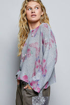 Butterfly Print Sequin Flower Knit Sweater-110 Long Sleeve Top-Pol Clothing-The Lovely Closet, Women's Fashion Boutique in Alexandria, KY