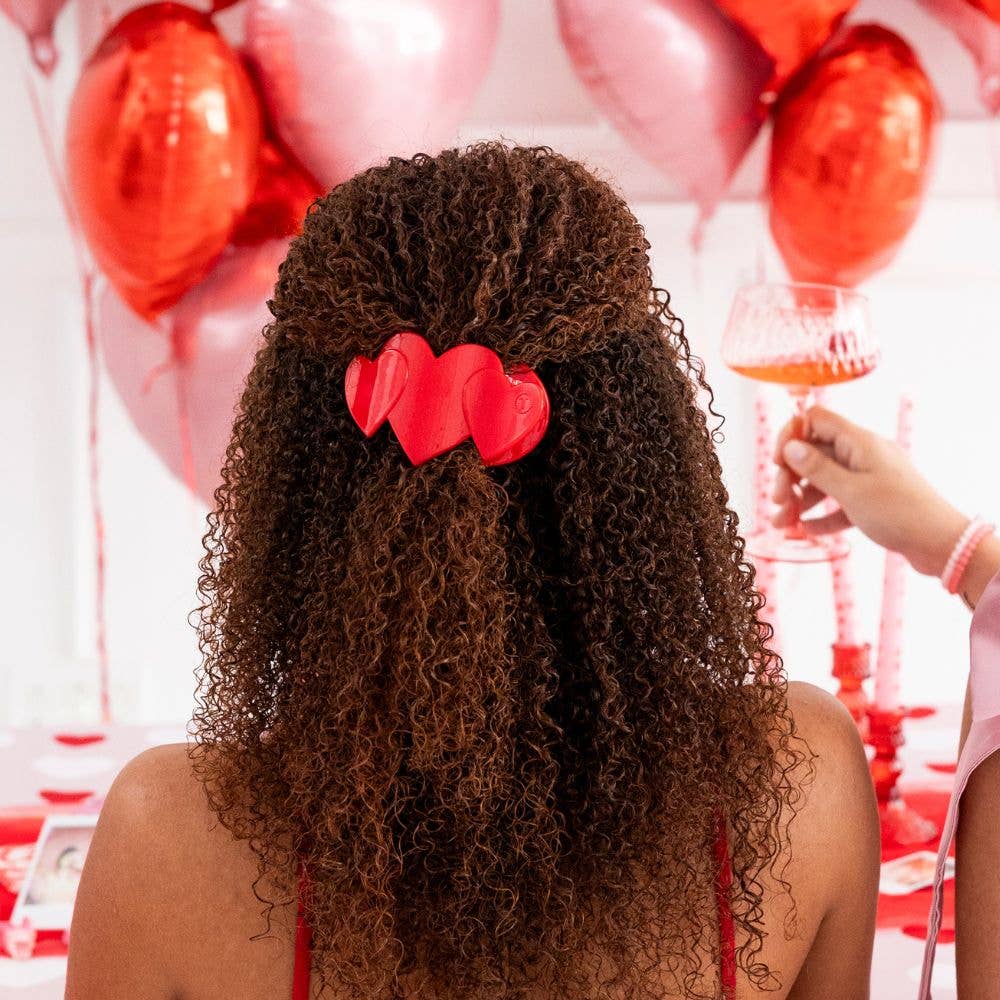 Flat Hair Clip | Medium | Red Heart to Heart-300 Headwear-TELETIES-The Lovely Closet, Women's Fashion Boutique in Alexandria, KY