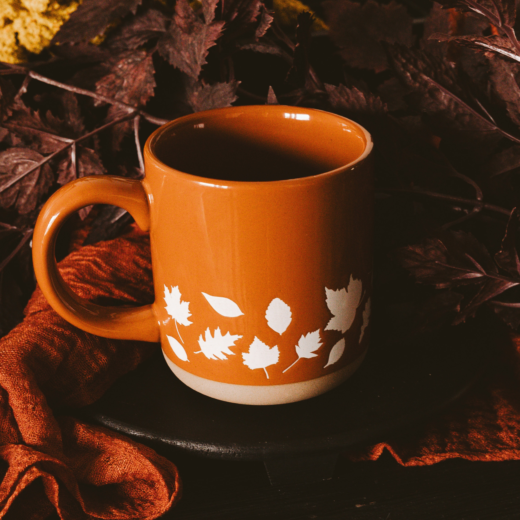 White Fall Leaves Stoneware Coffee Mug-310 Gift-Sweet Water Decor-The Lovely Closet, Women's Fashion Boutique in Alexandria, KY