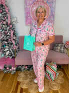 Charlotte Pant Set Women - Christmas Cottage - Pink-190 Rompers/Jumpsuits/Sets-Mary Square-The Lovely Closet, Women's Fashion Boutique in Alexandria, KY
