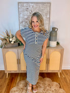 Classic Summer Midi Dress - Navy-180 Dresses-Blu Pepper-The Lovely Closet, Women's Fashion Boutique in Alexandria, KY
