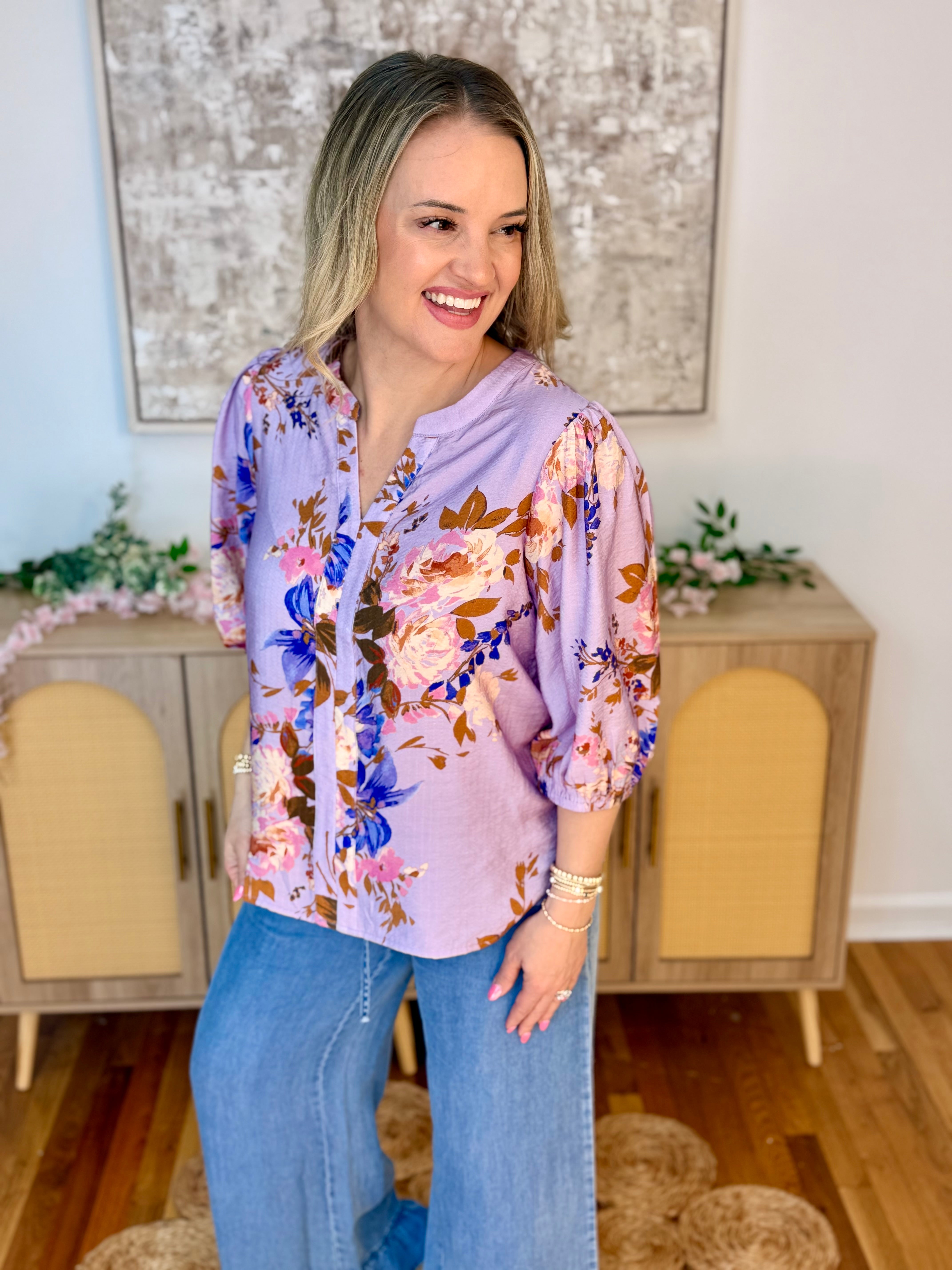 Secret Garden Blouse-110 Long Sleeve Top-Oddi-The Lovely Closet, Women's Fashion Boutique in Alexandria, KY