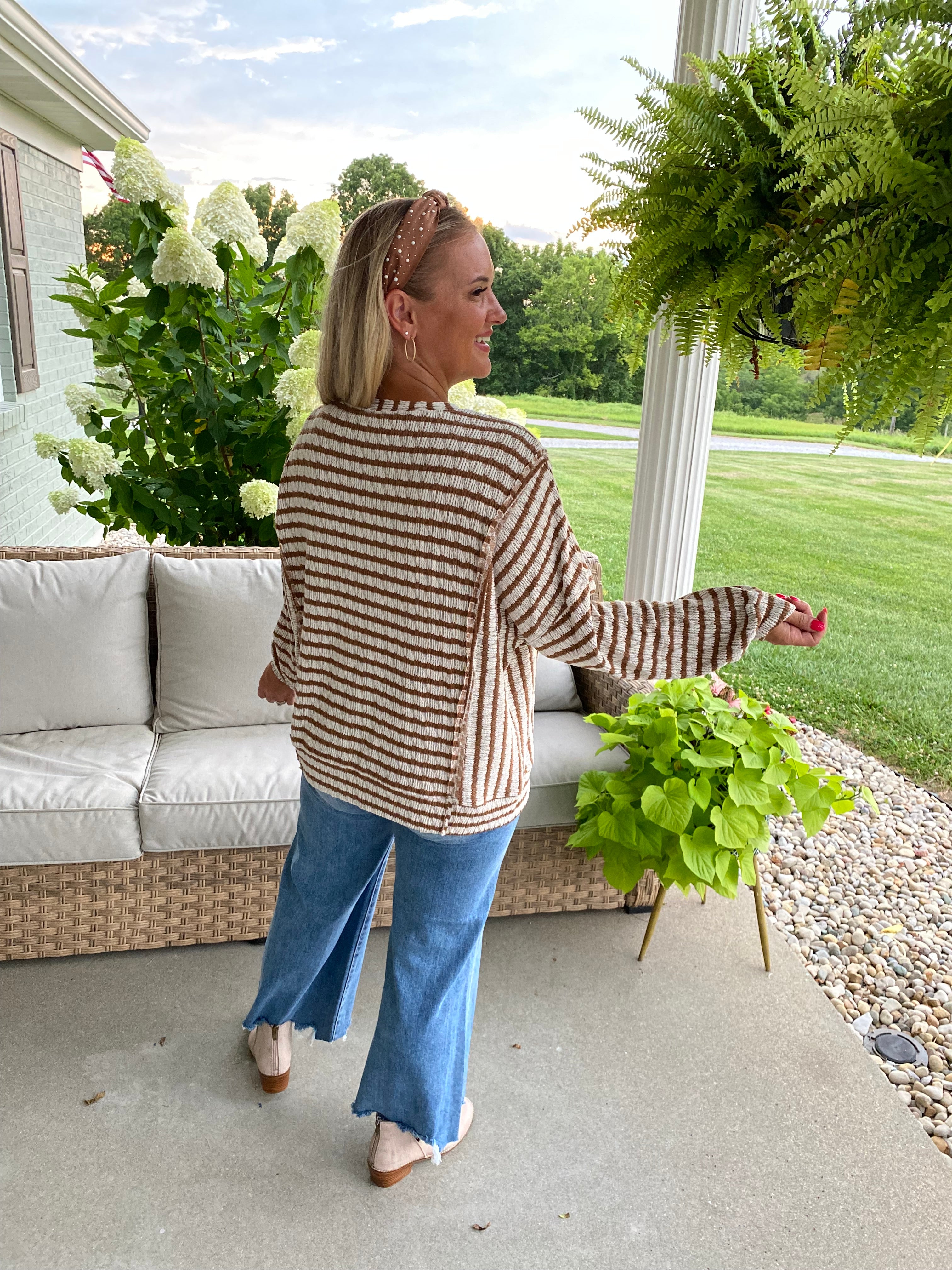 Driftwood Striped Top - Camel-110 Long Sleeve Top-bibi-The Lovely Closet, Women's Fashion Boutique in Alexandria, KY