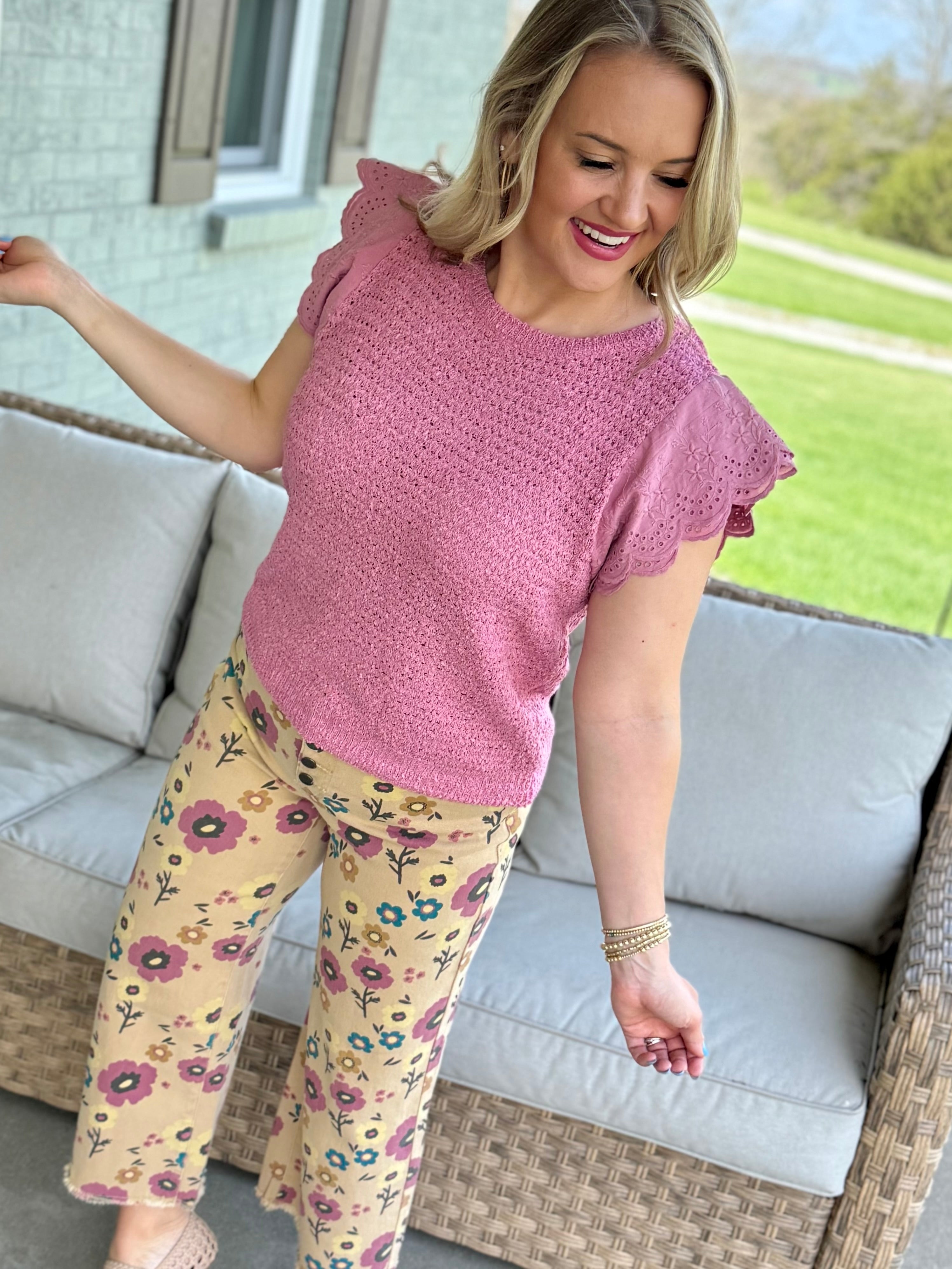 Floral Printed Cropped Pants-240 Pants-easel-The Lovely Closet, Women's Fashion Boutique in Alexandria, KY