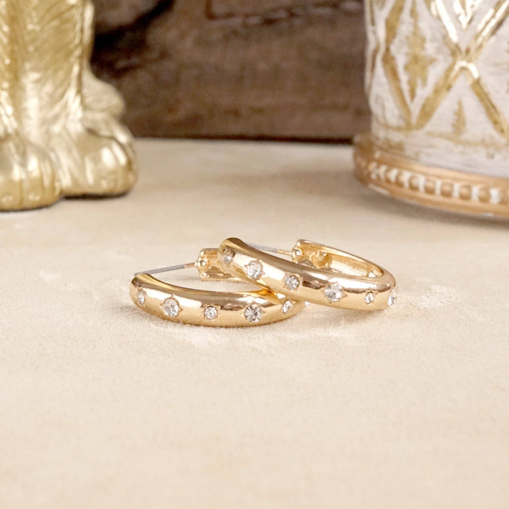 Classic Bubble Hoops – Gold with Crystal-250 Jewelry-PennyLine inc-The Lovely Closet, Women's Fashion Boutique in Alexandria, KY