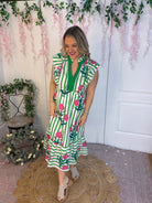Poppy and Green Striped Maxi Dress-The Lovely Closet-The Lovely Closet, Women's Fashion Boutique in Alexandria, KY