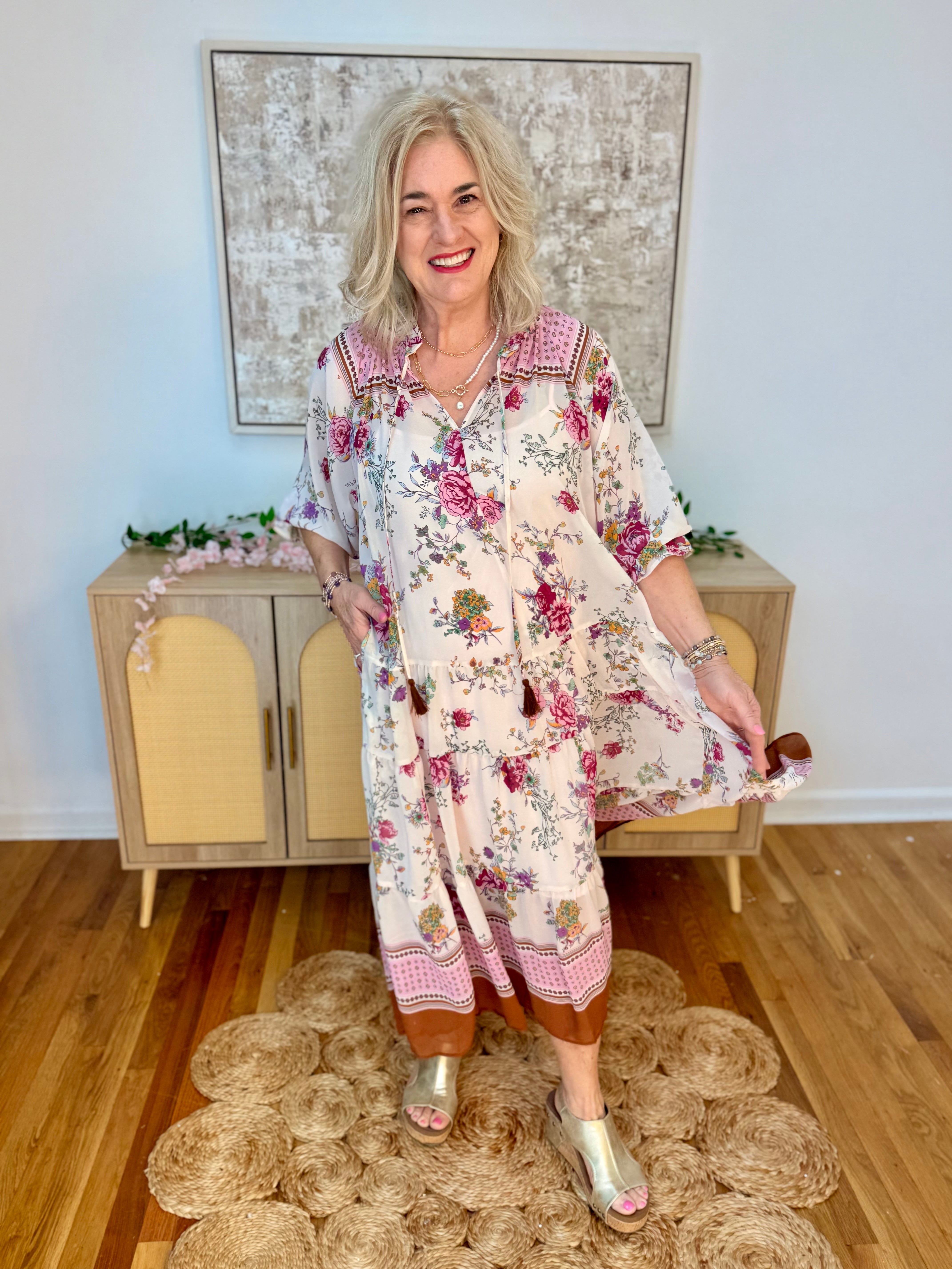 Garden Breeze Midi Dress-180 Dresses-easel-The Lovely Closet, Women's Fashion Boutique in Alexandria, KY