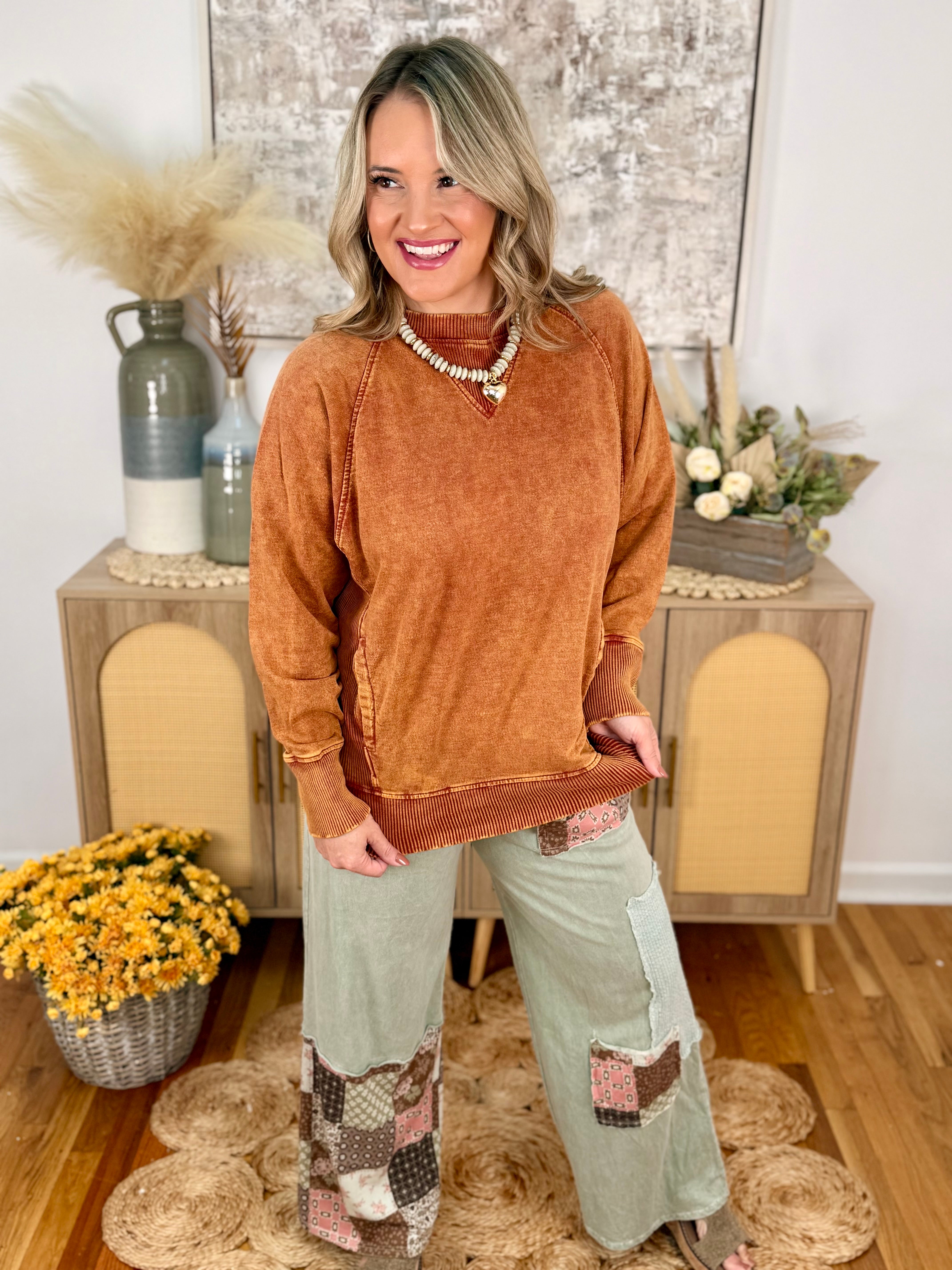 Run Around Acid Wash Pullover -150 Sweatshirts-The Lovely Closet-The Lovely Closet, Women's Fashion Boutique in Alexandria, KY