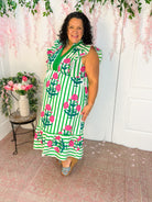 Poppy and Green Striped Maxi Dress-The Lovely Closet-The Lovely Closet, Women's Fashion Boutique in Alexandria, KY