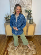 RISEN Floral Print Denim Shirt-110 Long Sleeve Top-Risen-The Lovely Closet, Women's Fashion Boutique in Alexandria, KY