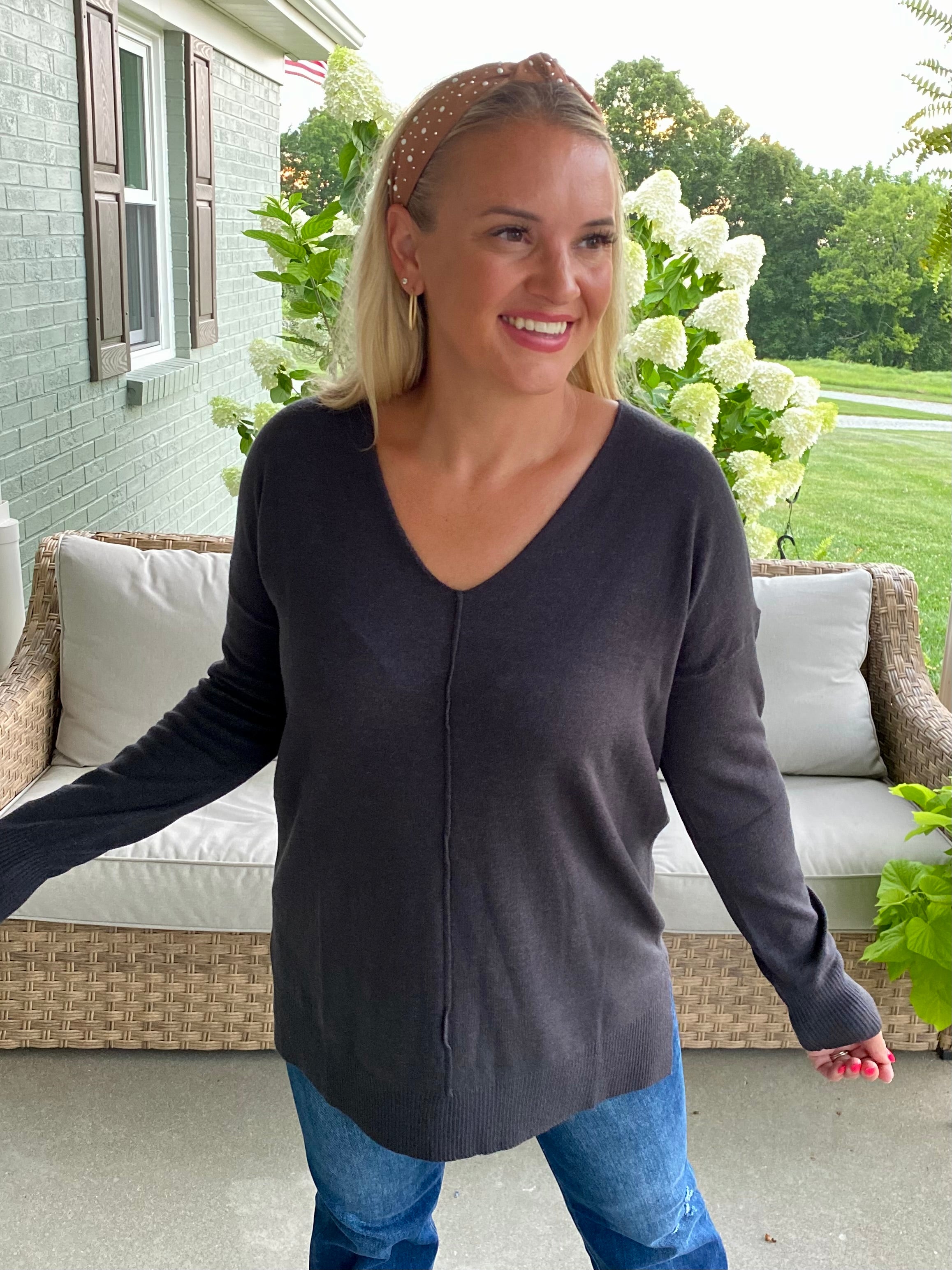 Dream Sweater - Charcoal-140 Sweaters-zenana-The Lovely Closet, Women's Fashion Boutique in Alexandria, KY