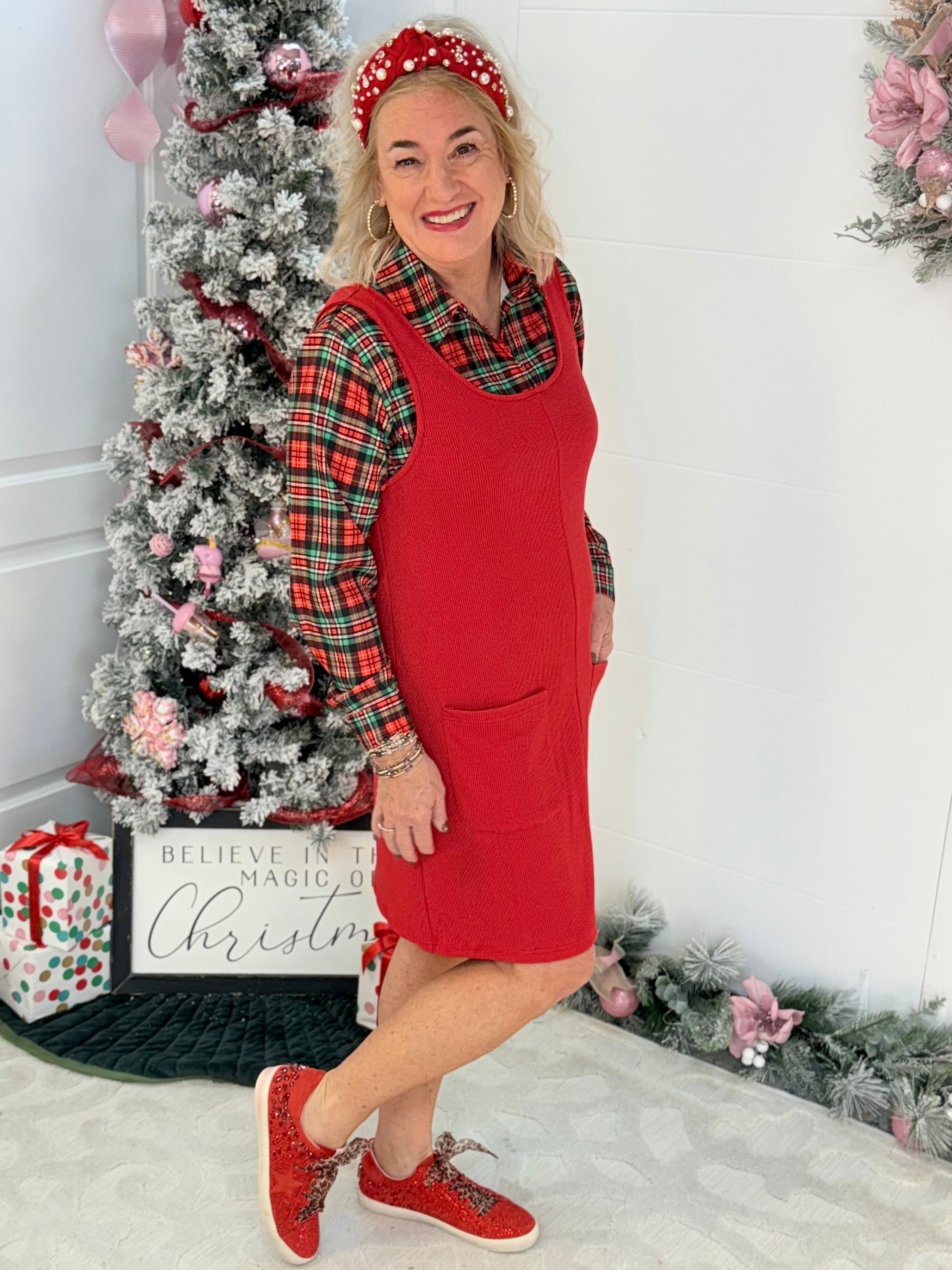 Jess Lea - Rory Ribbed Jumper Dress - Red-180 Dresses-Jess Lea-The Lovely Closet, Women's Fashion Boutique in Alexandria, KY