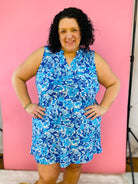 Lucy Tank Dress - Tropical Blue Floral-180 Dresses-The Lovely Closet-The Lovely Closet, Women's Fashion Boutique in Alexandria, KY