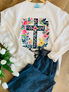 Vibrant Floral Cross Crewneck-135 T-Shirt Bar-The Lovely Closet-The Lovely Closet, Women's Fashion Boutique in Alexandria, KY