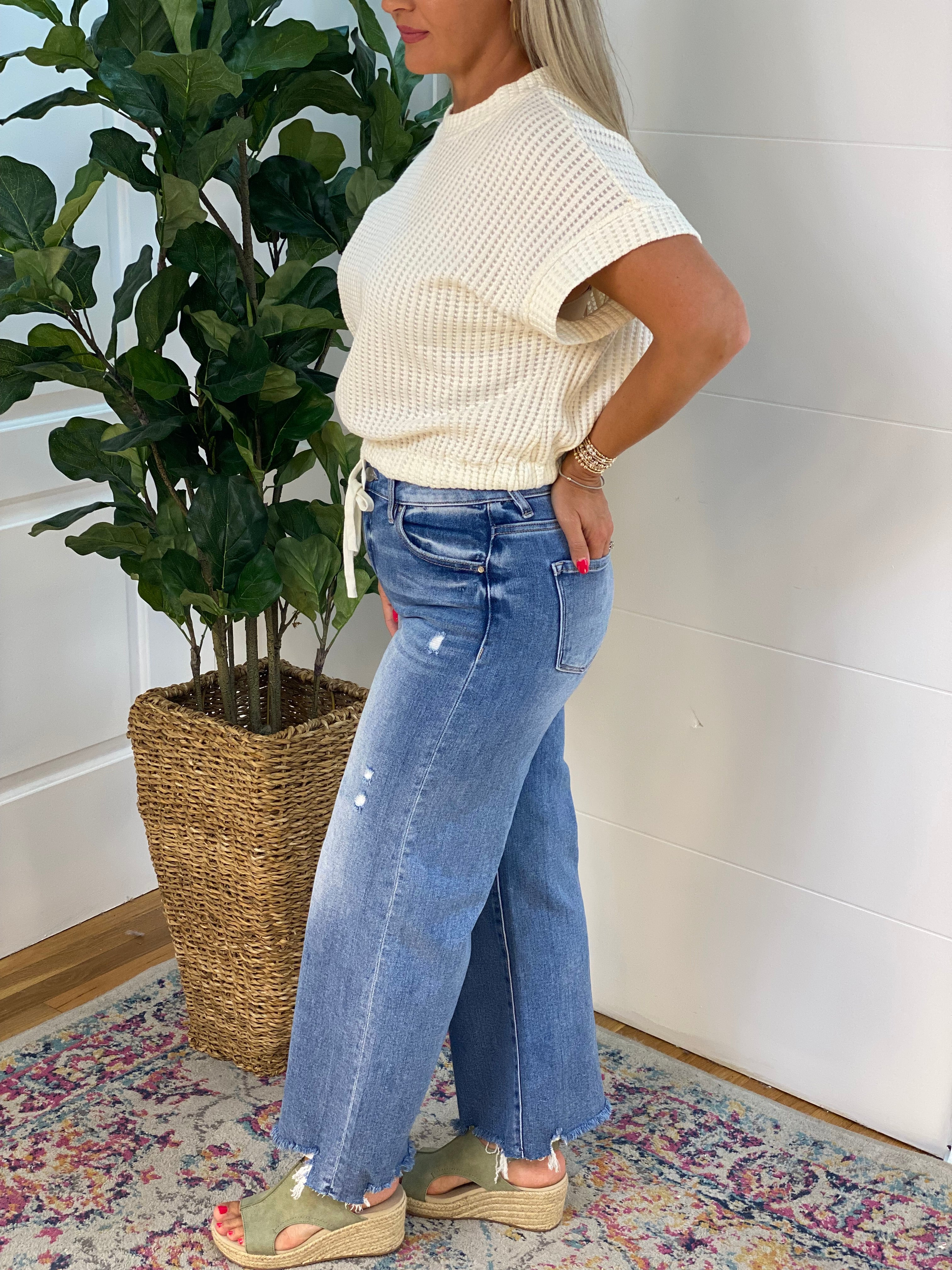 RISEN High Rise Crop Wide Leg-210 Jeans-Risen-The Lovely Closet, Women's Fashion Boutique in Alexandria, KY