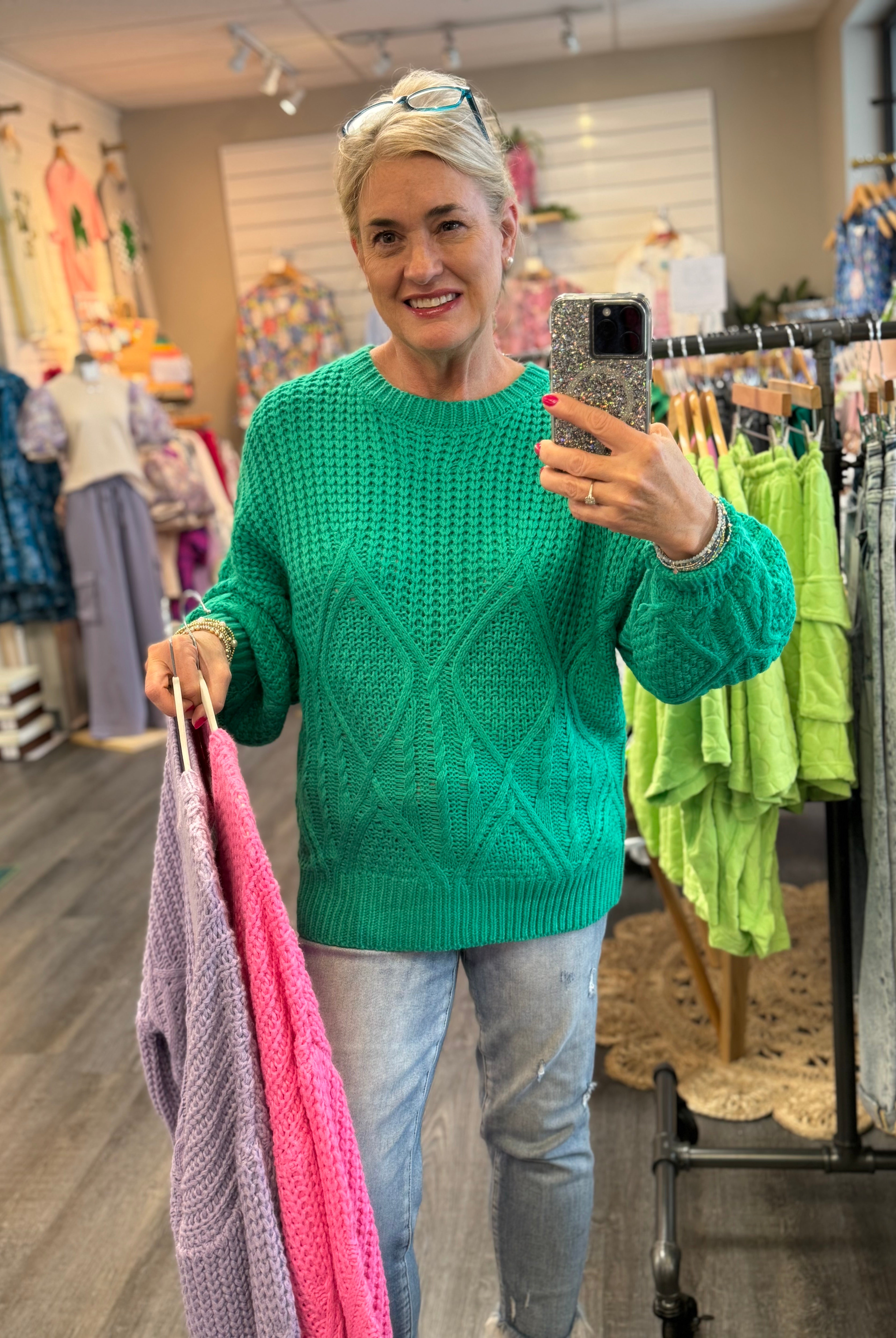 FINAL SALE Happy Vibes Only Sweater-Sweaters-The Lovely Closet-The Lovely Closet, Women's Fashion Boutique in Alexandria, KY