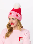 "HO HO HO" Beanie w/Pearls - Pink-350 Holiday-Shiraleah-The Lovely Closet, Women's Fashion Boutique in Alexandria, KY