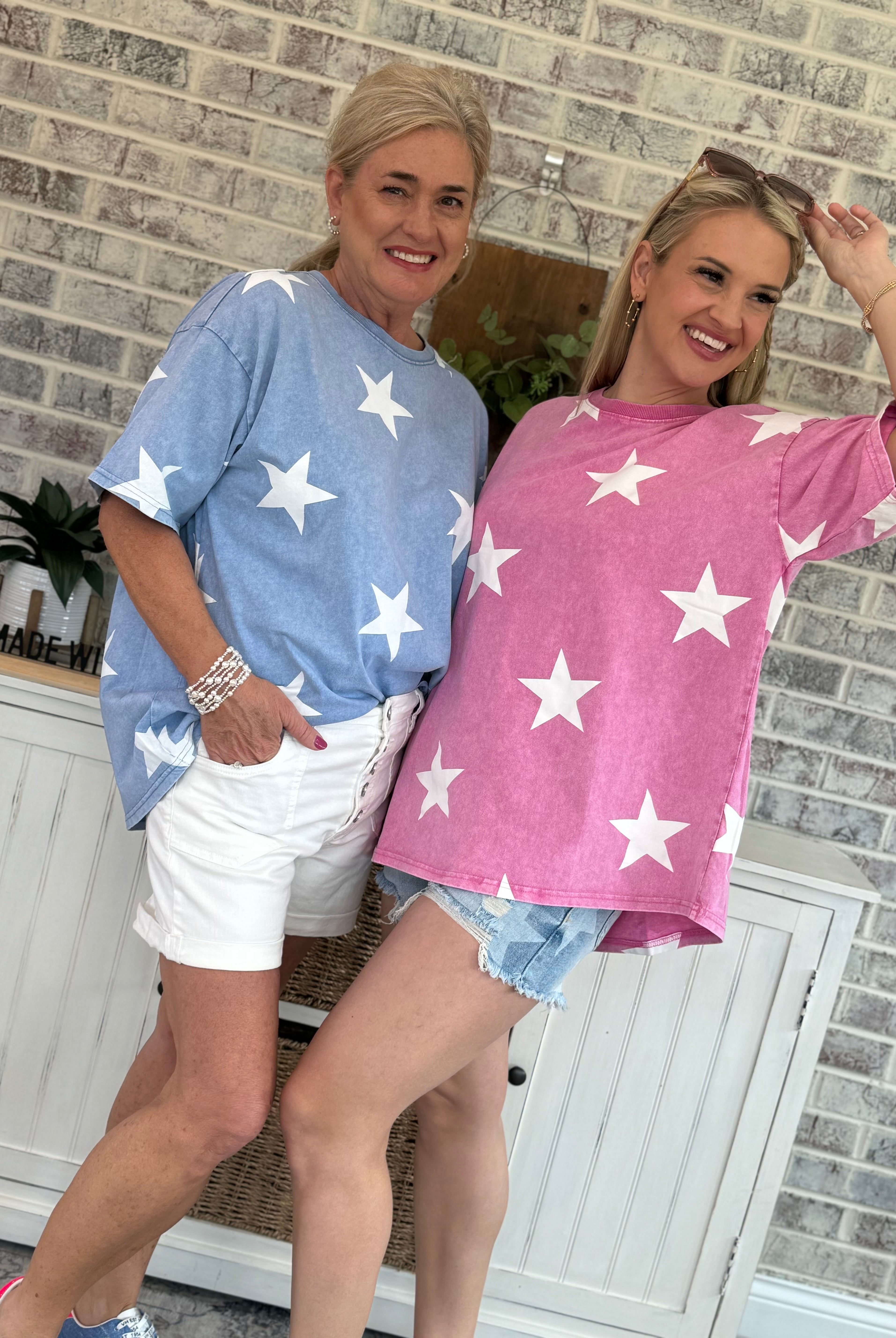 We See You Star Print Top-Tops-The Lovely Closet-The Lovely Closet, Women's Fashion Boutique in Alexandria, KY