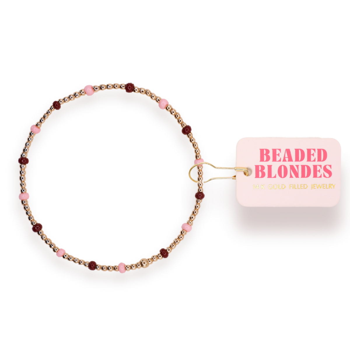 Penelope Lt. Pink & Maroon: Std 6.75-bracelets-Beaded Blondes-The Lovely Closet, Women's Fashion Boutique in Alexandria, KY