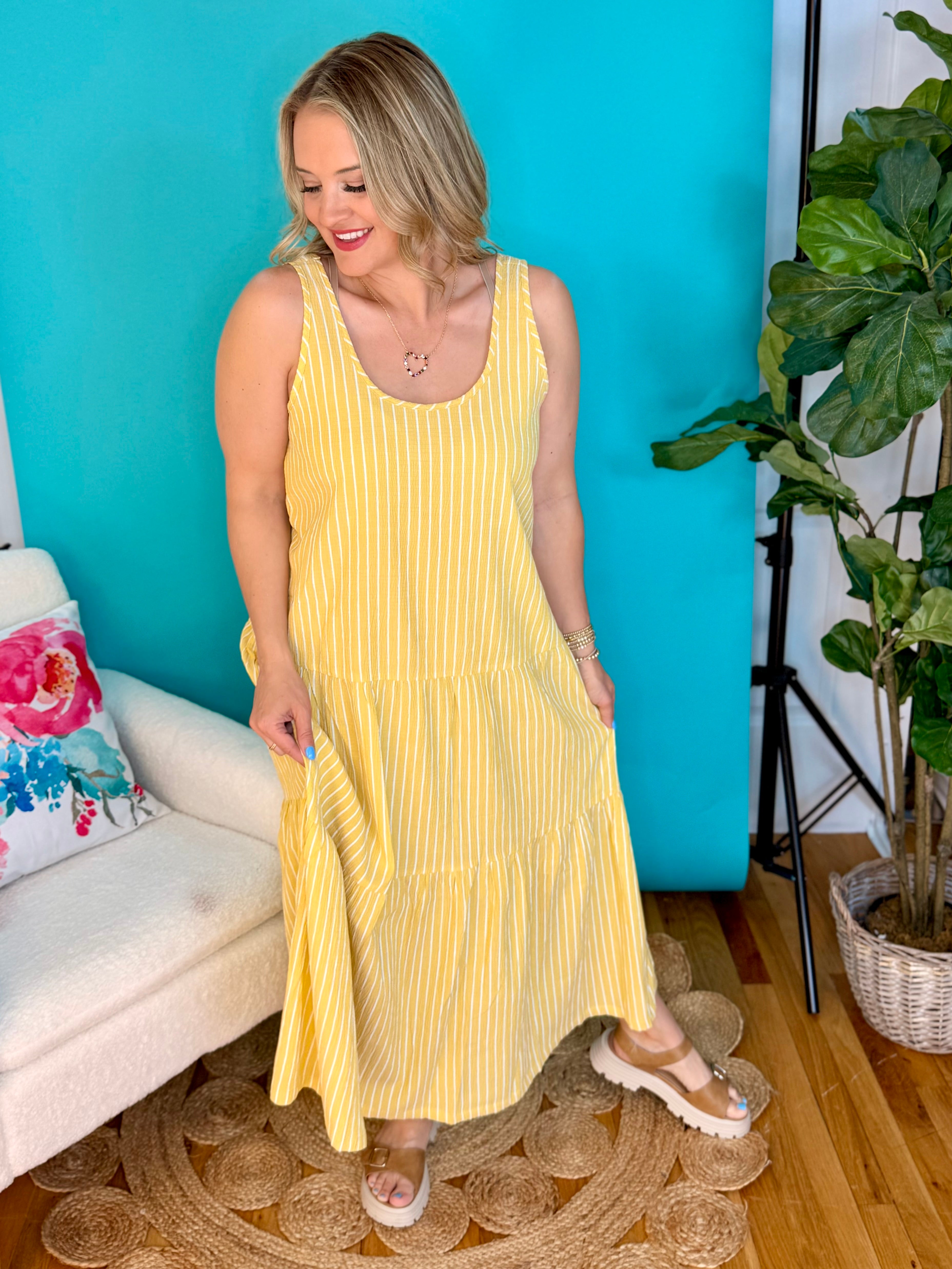 Sunshine Striped Maxi Dress - Yellow-180 Dresses-eesome-The Lovely Closet, Women's Fashion Boutique in Alexandria, KY