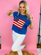 American Flag Knit Sweater-100 Short Sleeve Tops-Anniewear-The Lovely Closet, Women's Fashion Boutique in Alexandria, KY
