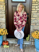 FINAL SALE - Crimson Leaves Blouse-110 Long Sleeve Top-The Lovely Closet-The Lovely Closet, Women's Fashion Boutique in Alexandria, KY