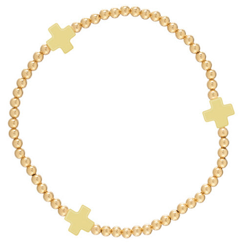 Signature Cross Gold Pattern 3mm Bead Bracelet-260 eNewton-eNewton-The Lovely Closet, Women's Fashion Boutique in Alexandria, KY