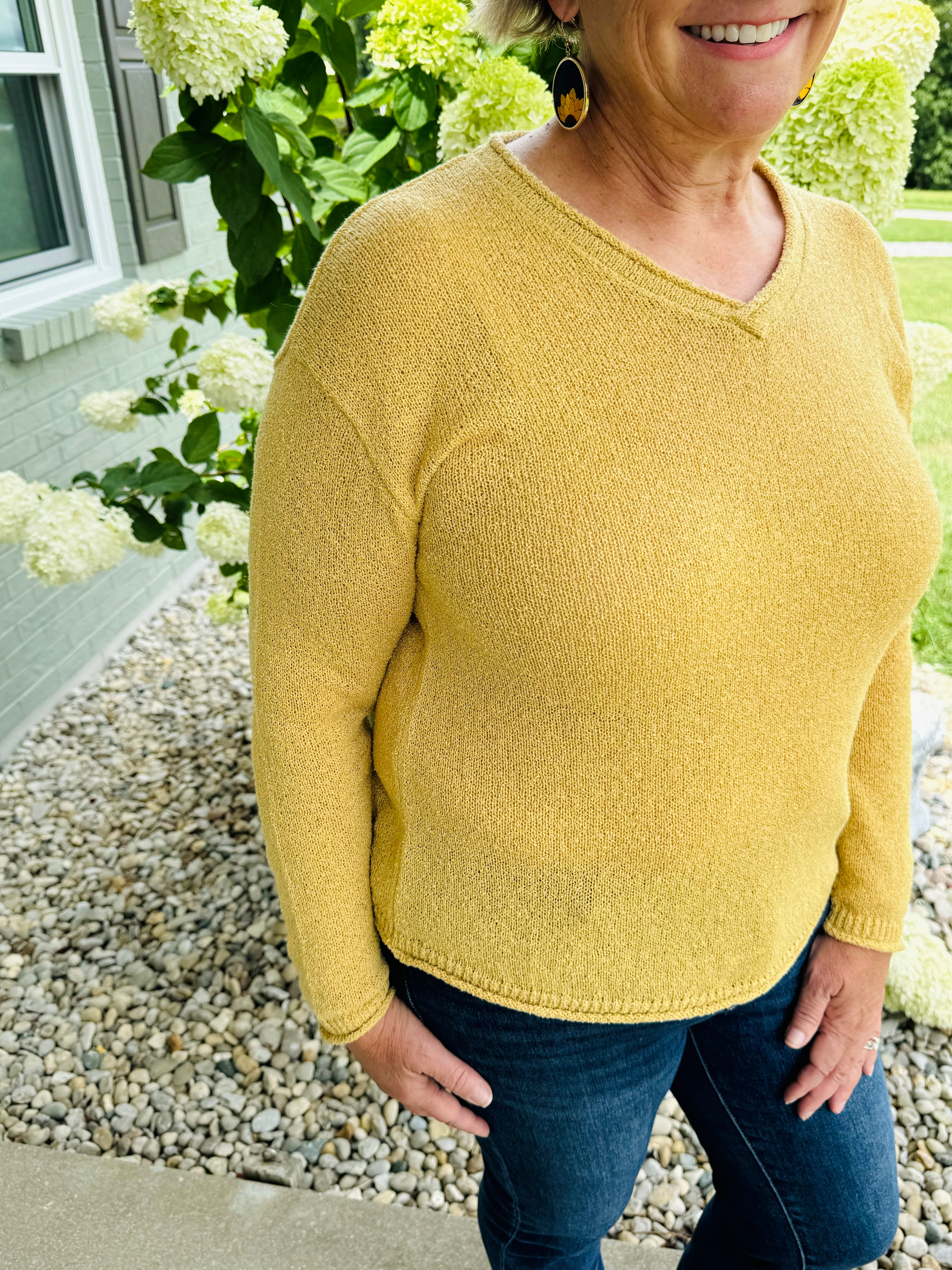 Ready for Fall V-Neck Sweater - Mustard-140 Sweaters-The Lovely Closet-The Lovely Closet, Women's Fashion Boutique in Alexandria, KY