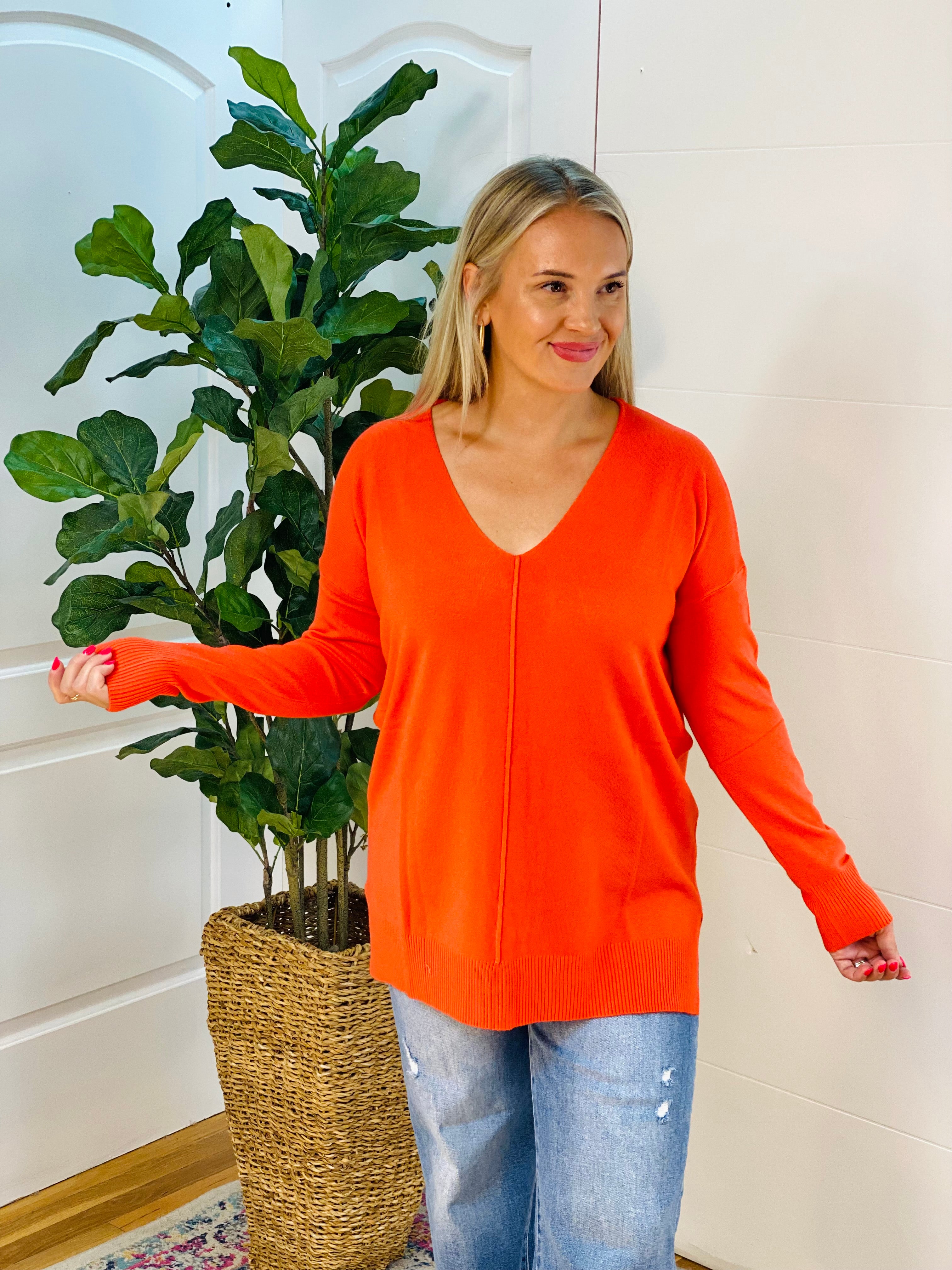 Dream Sweater - Burnt Orange-140 Sweaters-zenana-The Lovely Closet, Women's Fashion Boutique in Alexandria, KY