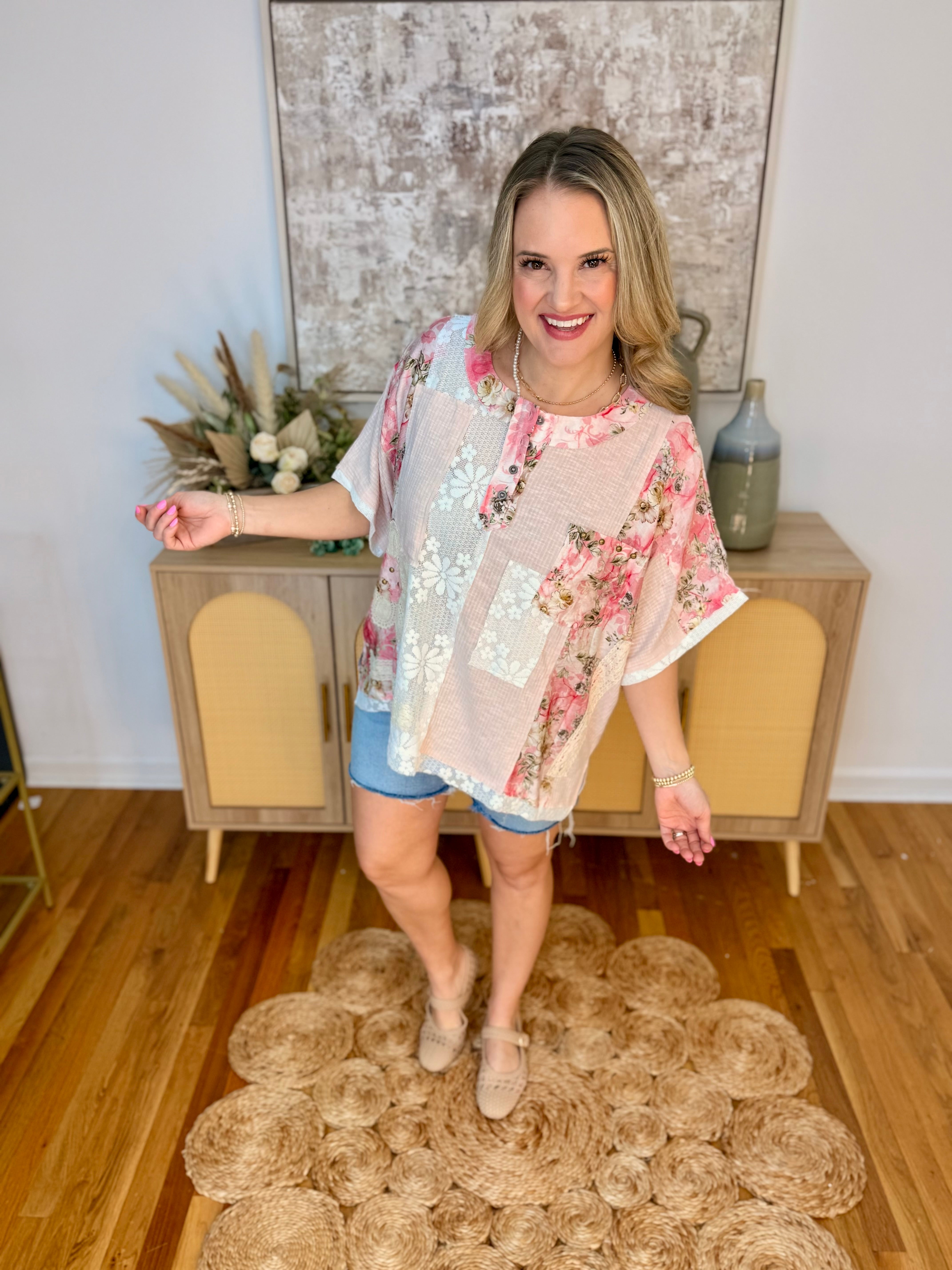 Floral Frenzy Top-100 Short Sleeve Tops-Pol Clothing-The Lovely Closet, Women's Fashion Boutique in Alexandria, KY