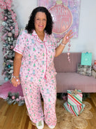 Charlotte Pant Set Women - Christmas Cottage - Pink-190 Rompers/Jumpsuits/Sets-Mary Square-The Lovely Closet, Women's Fashion Boutique in Alexandria, KY