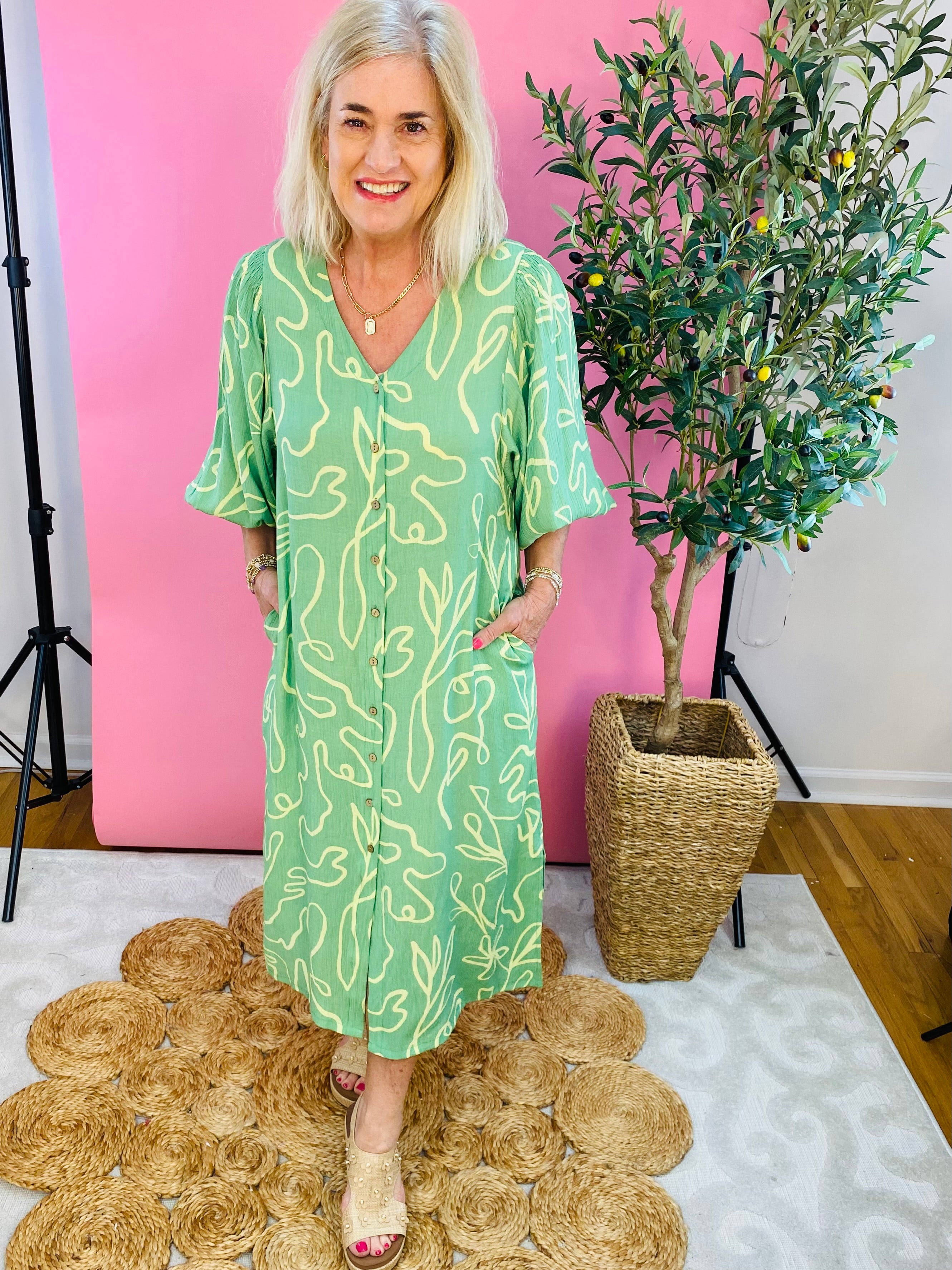 Lemon Lime Midi Dress-180 Dresses-easel-The Lovely Closet, Women's Fashion Boutique in Alexandria, KY