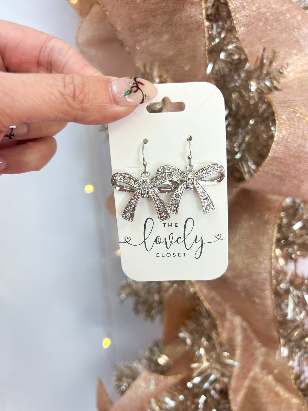 Sparkling Bows Earrings-The Lovely Closet-The Lovely Closet, Women's Fashion Boutique in Alexandria, KY