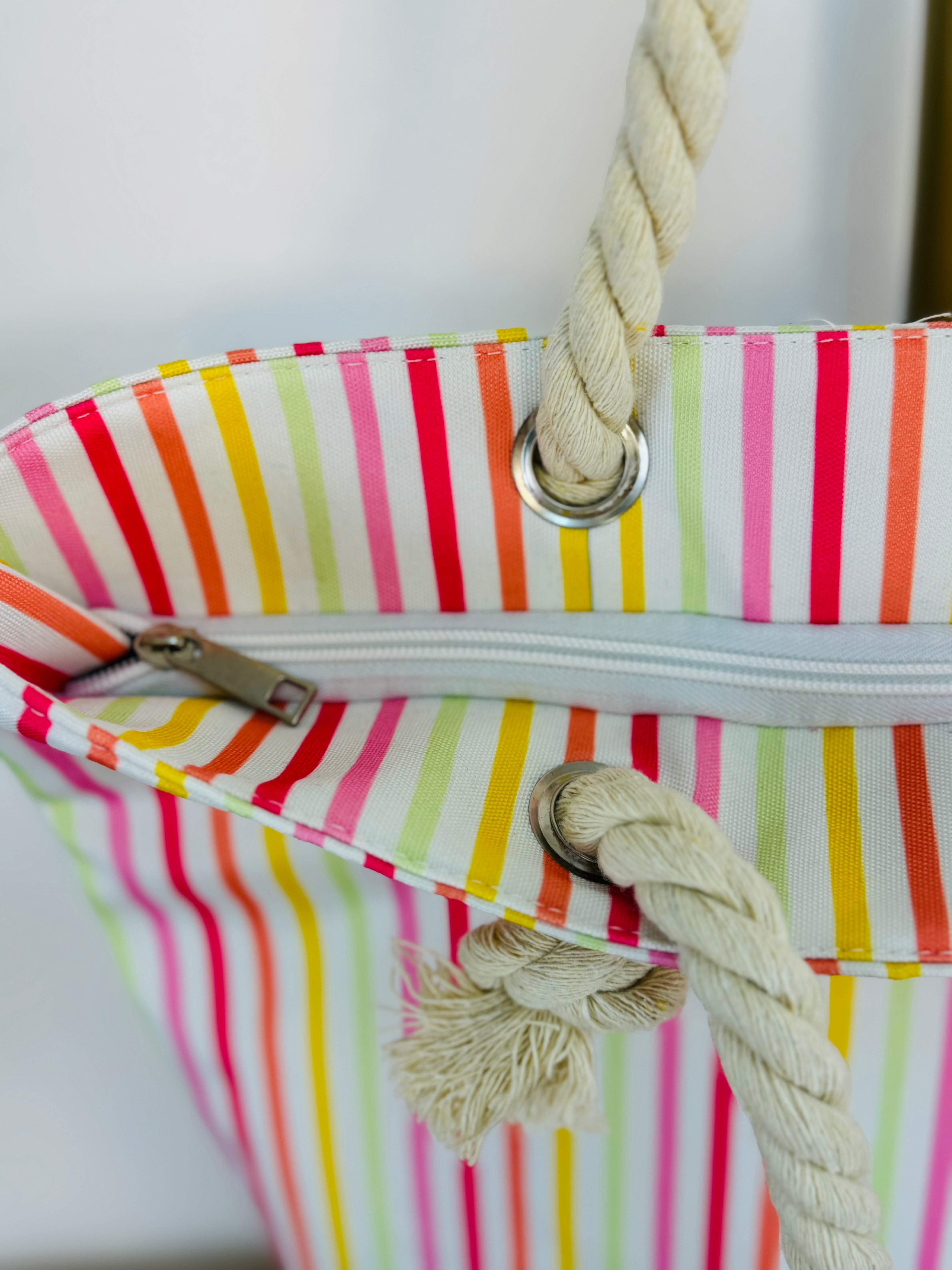 Summer Stripes Tote-290 Bags/Handbags-The Lovely Closet-The Lovely Closet, Women's Fashion Boutique in Alexandria, KY