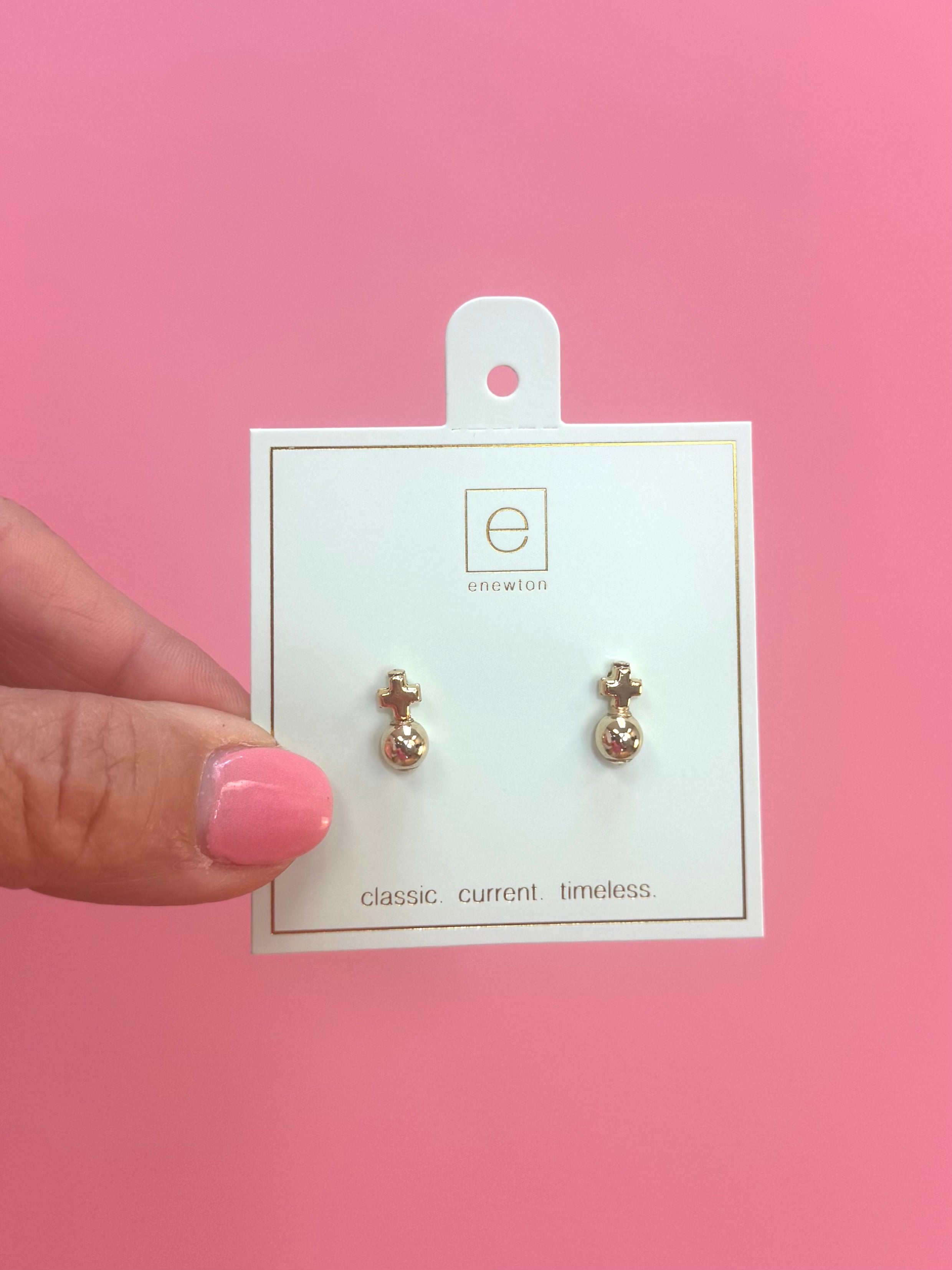 Signature Cross Small Gold Stud - Gold-260 eNewton-eNewton-The Lovely Closet, Women's Fashion Boutique in Alexandria, KY