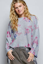 Butterfly Print Sequin Flower Knit Sweater-110 Long Sleeve Top-Pol Clothing-The Lovely Closet, Women's Fashion Boutique in Alexandria, KY