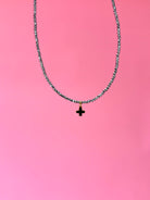 Silver Hematite Choker Signature Cross Small Gold Charm-260 eNewton-eNewton-The Lovely Closet, Women's Fashion Boutique in Alexandria, KY