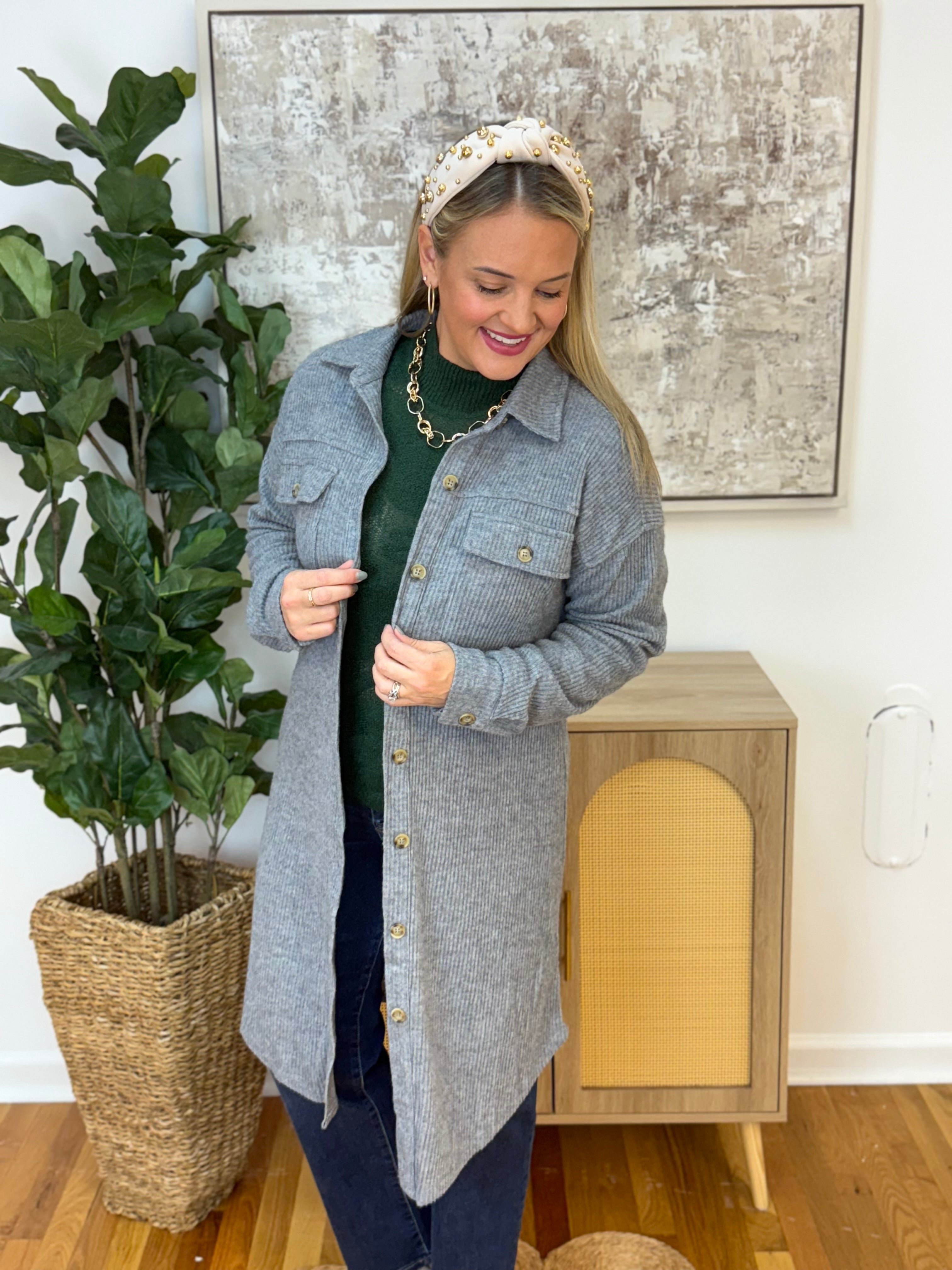 DUSTER KNIT SHACKET-170 Jackets/Outerwear-Doe and Rae-The Lovely Closet, Women's Fashion Boutique in Alexandria, KY