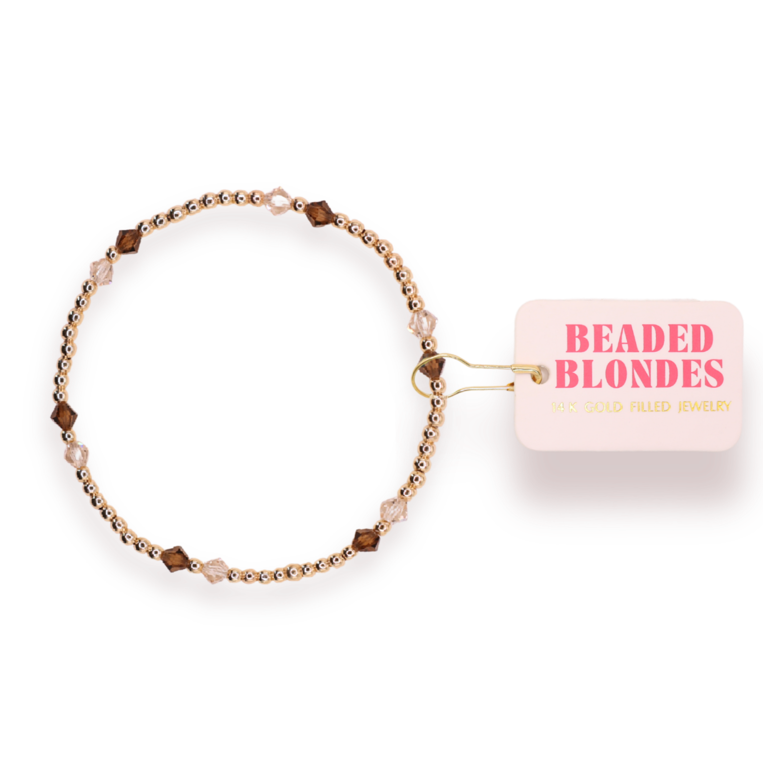 Charlotte Bracelet in Champagne and Mocha: Standard 6.75 inch-280 Accessories-Beaded Blondes-The Lovely Closet, Women's Fashion Boutique in Alexandria, KY