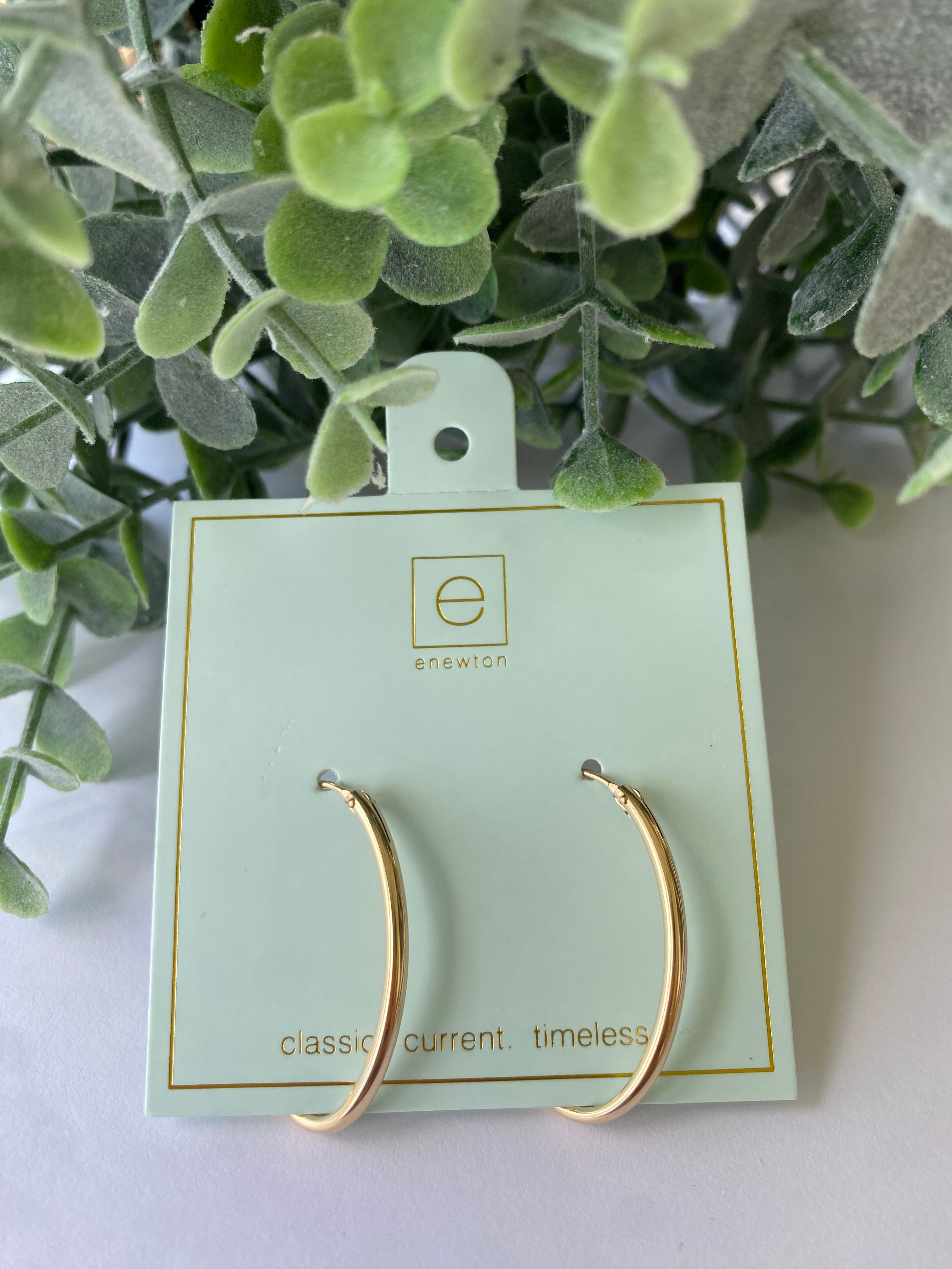 Oval Gold 1" Hoop Smooth Earring-Earrings-eNewton-The Lovely Closet, Women's Fashion Boutique in Alexandria, KY