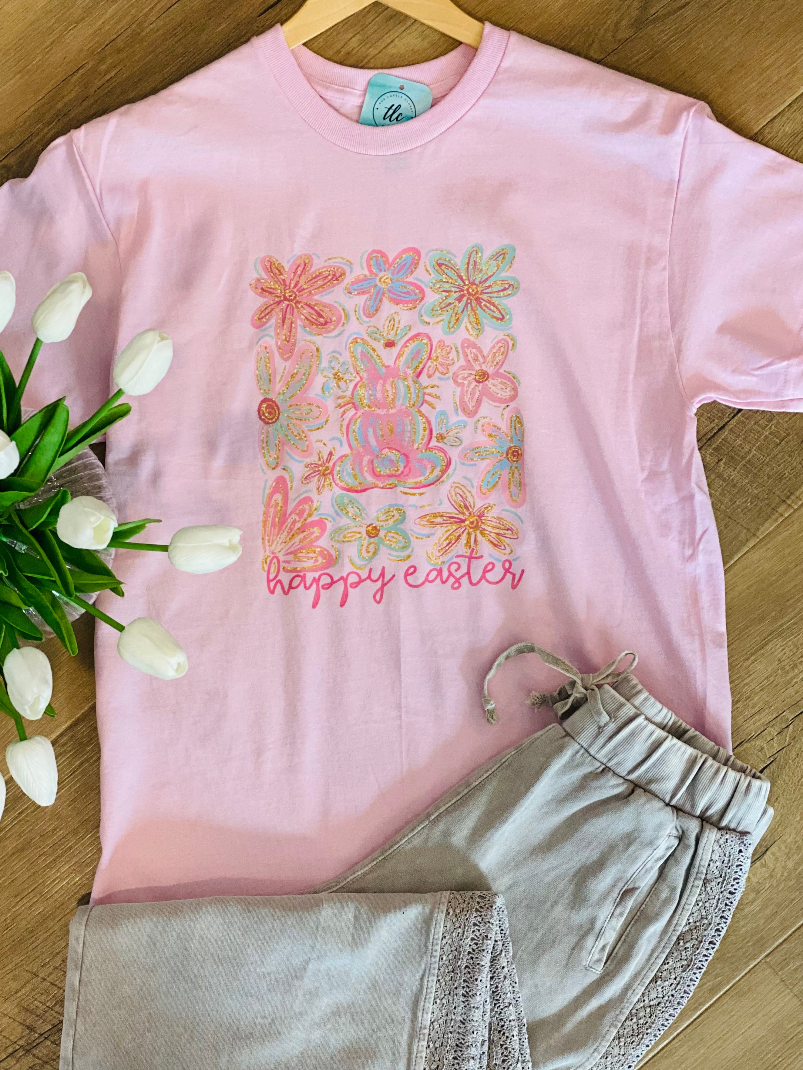 Happy Easter Graphic T-Shirt-135 T-Shirt Bar-The Lovely Closet-The Lovely Closet, Women's Fashion Boutique in Alexandria, KY